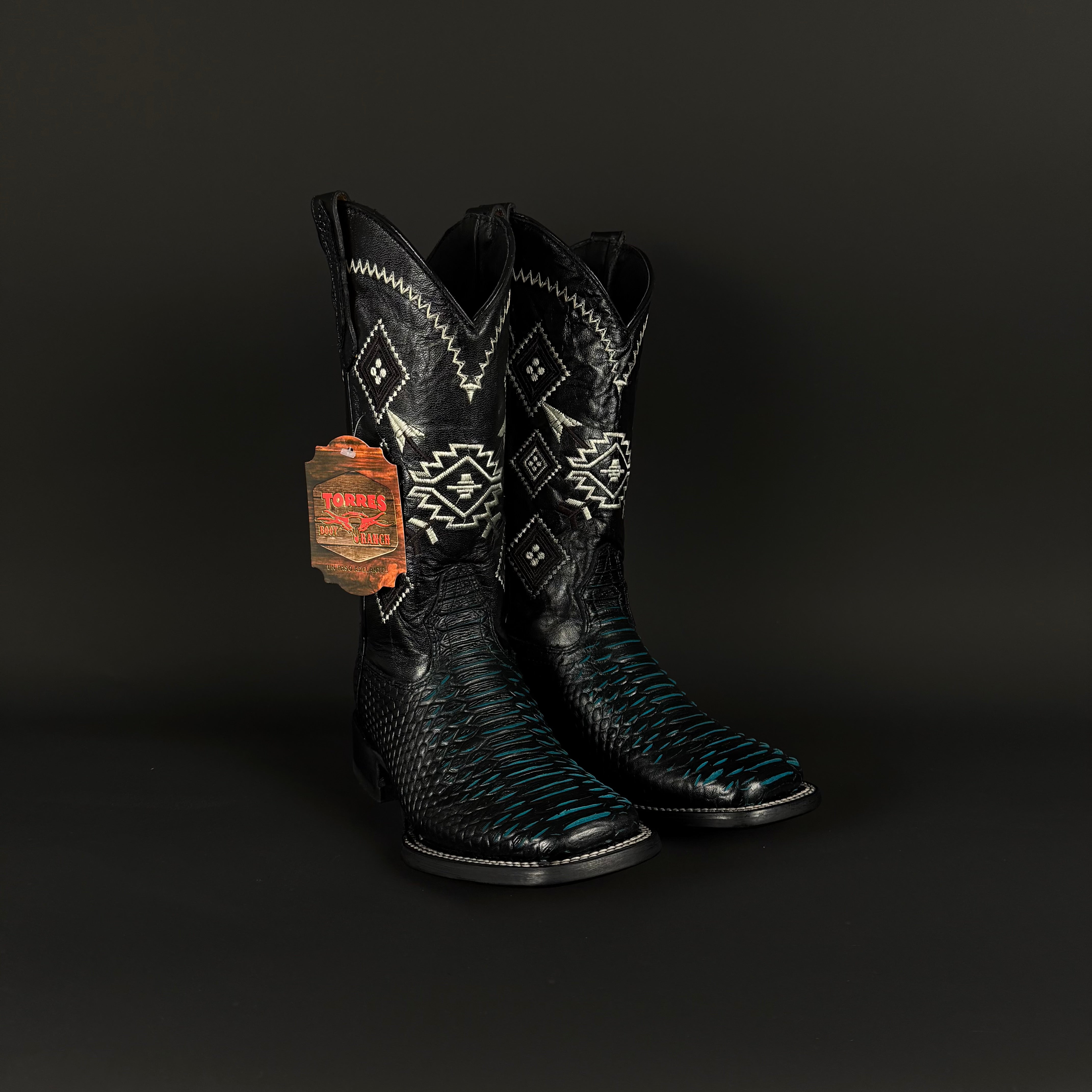 Torres Boot Ranch - Python Print - Black/Acua