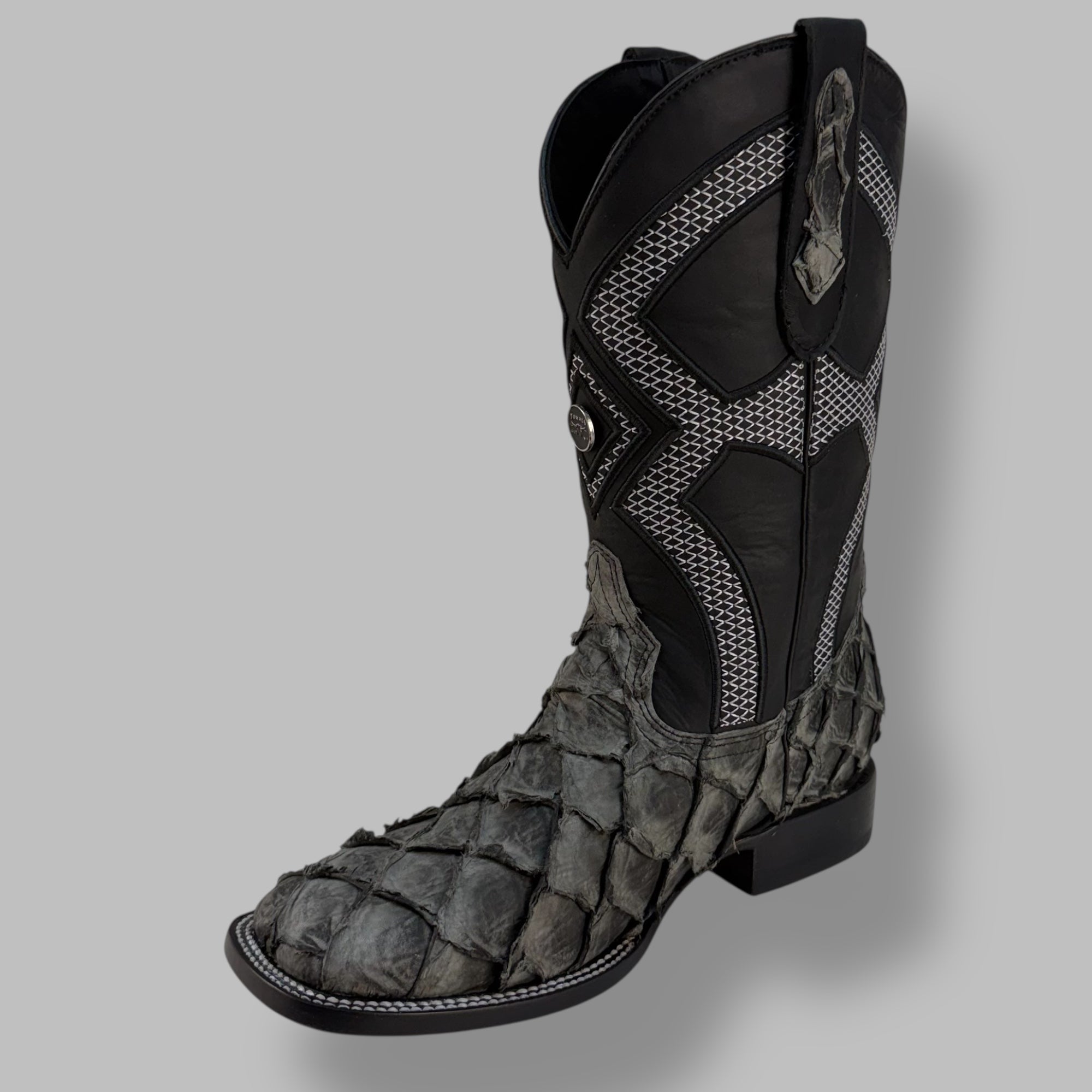 Pirarucu Graphite Matte Square Toe Cowboy Boot