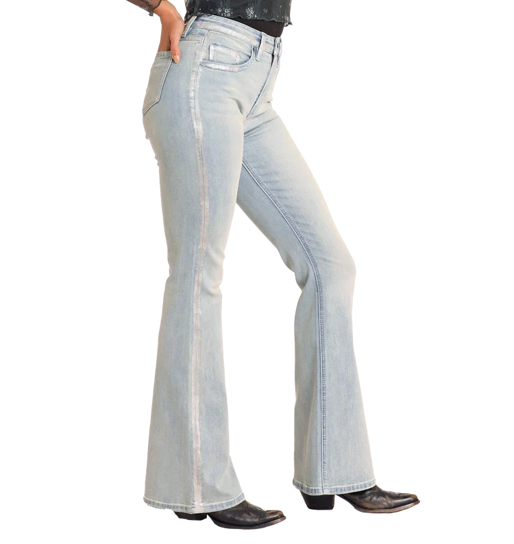 Rock & Roll Metallic Coating Detail Flare Jeans BW6HD04791