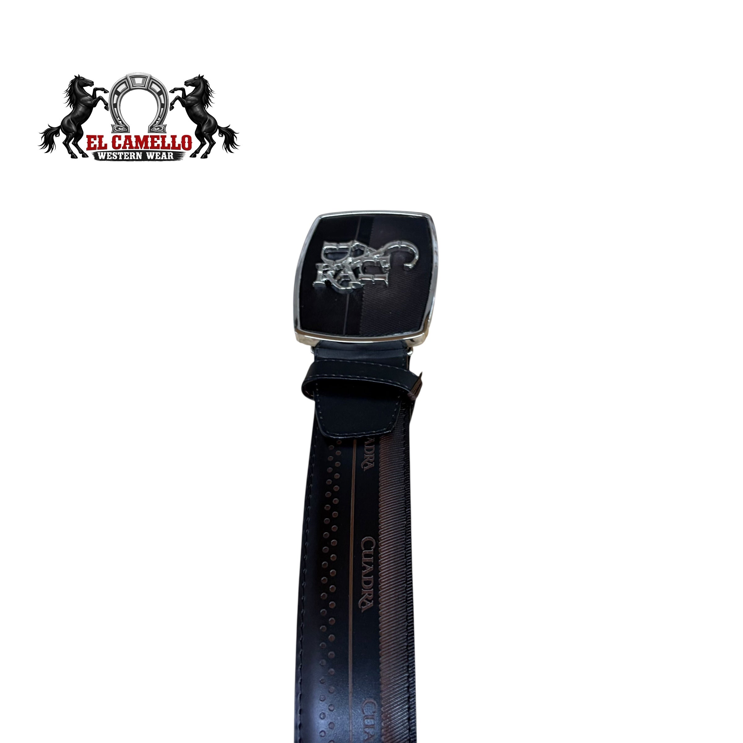 Cuadra Men’s Black Leather Belt with Logo Buckle BC367