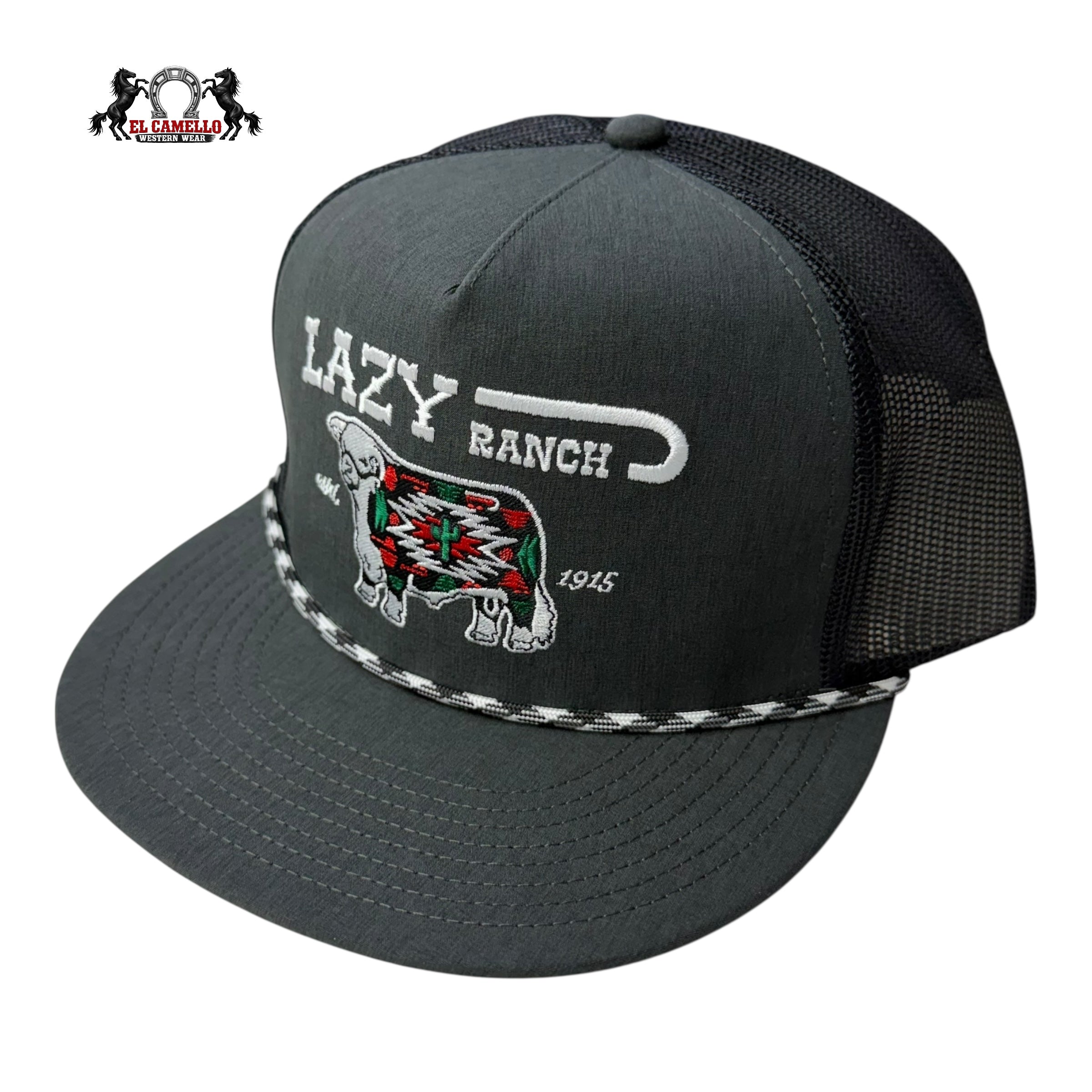 Lazy J Ranch “Lazy Ranch 1915” Charcoal & Black Rope Snapback