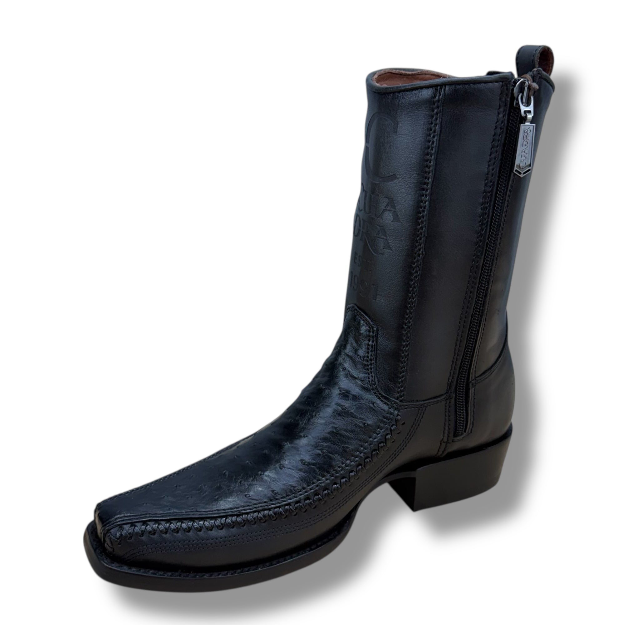 Cuadra CU802 – Black Ostrich Leather Boot