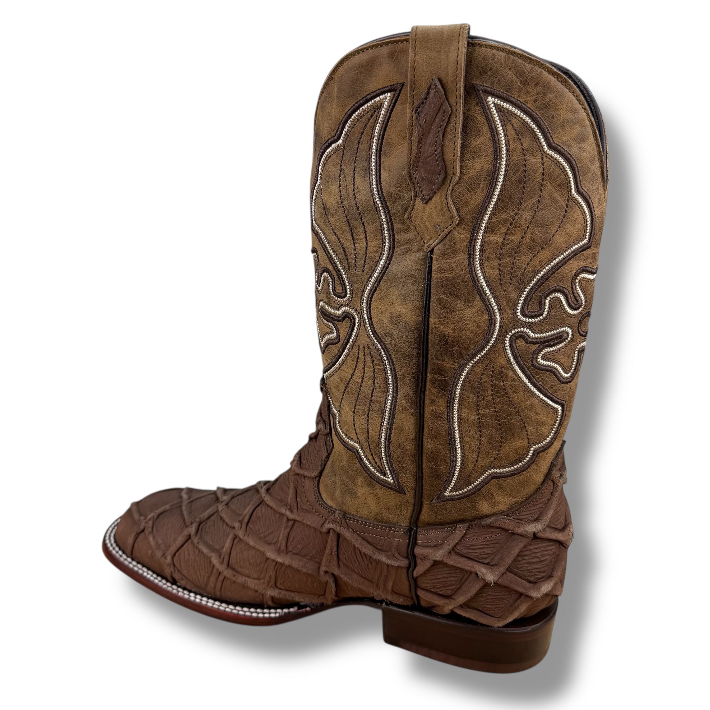 Desert Ember Matte Brown Pirarucu Leather Boots - Square Tow