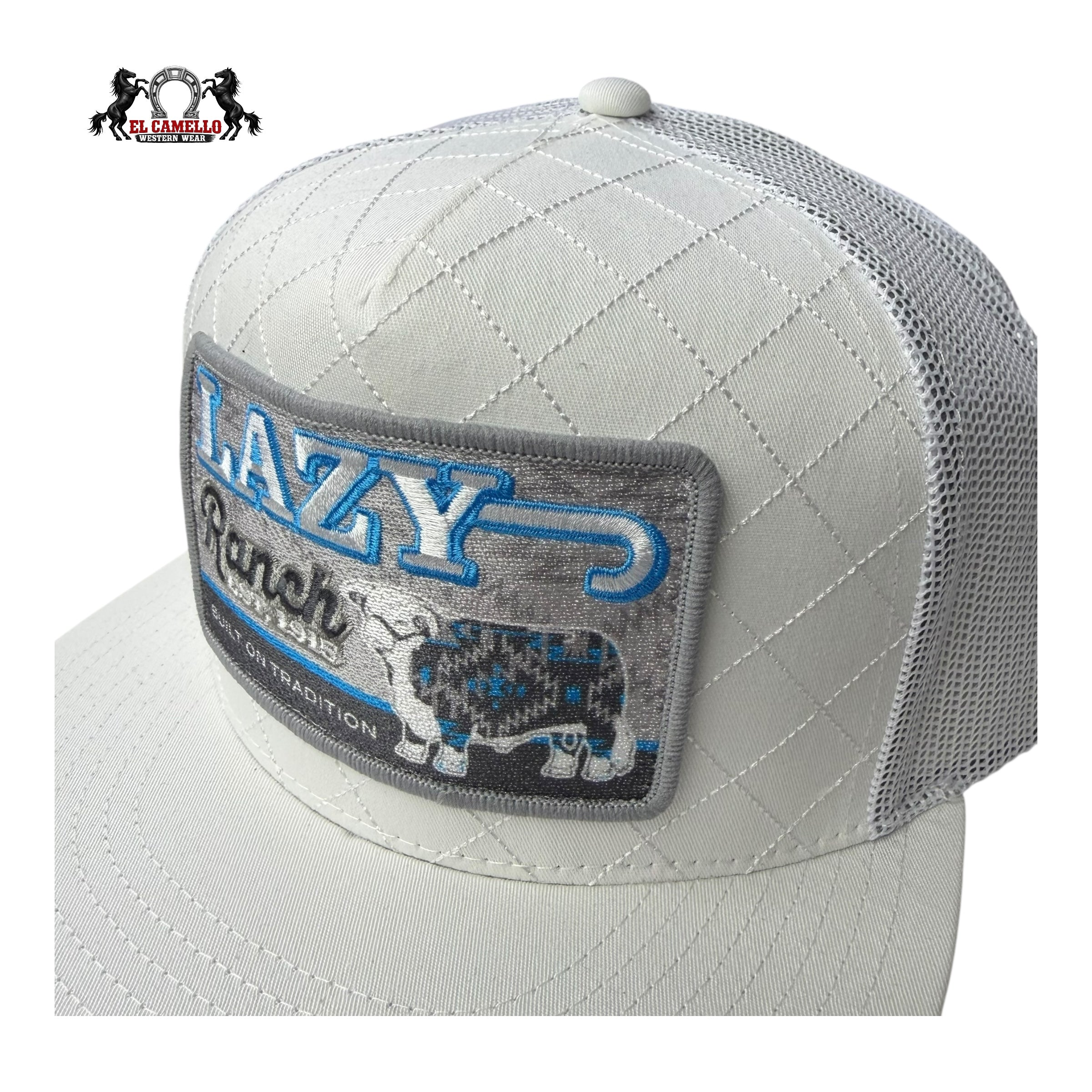 Lazy J Ranch “Built on Tradition” Quilted White Snapback
