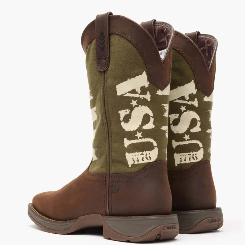 DDB0313 Rebel by Durango® Army Green USA Print Western Boot