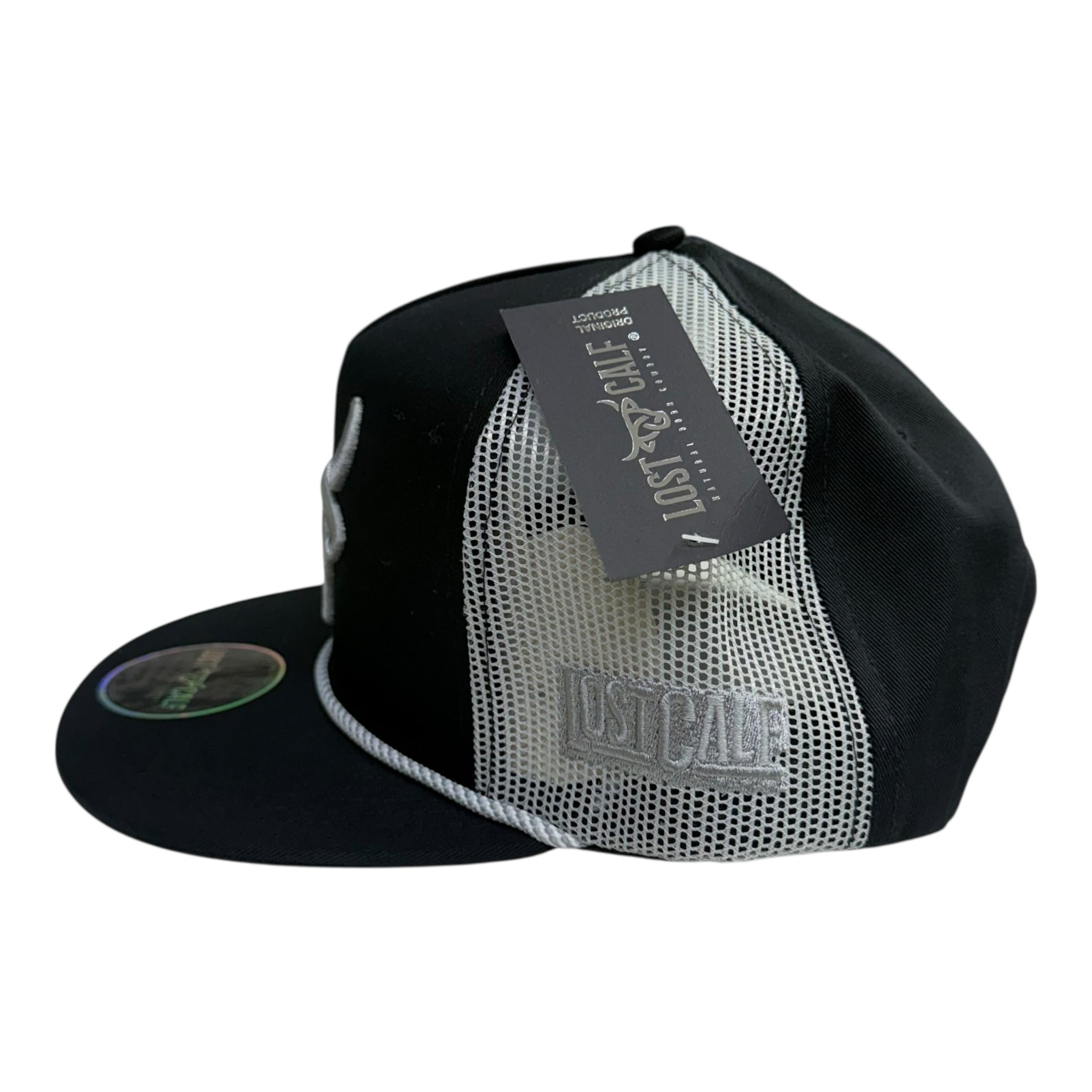 Lost Calf Black & Grey Bull Rope Mesh Cap LC1014