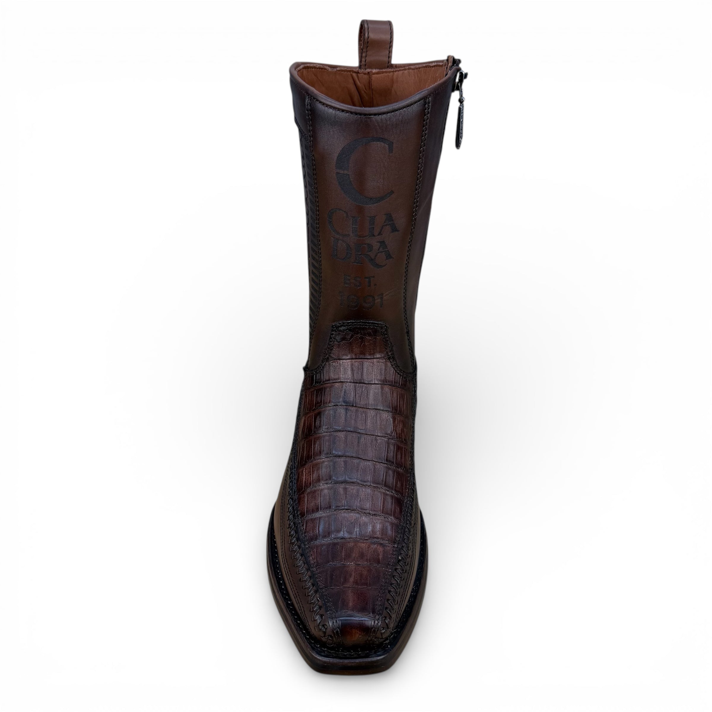 Cuadra CU698 MN Brown Caiman Laser & Woven Narrow Square Toe