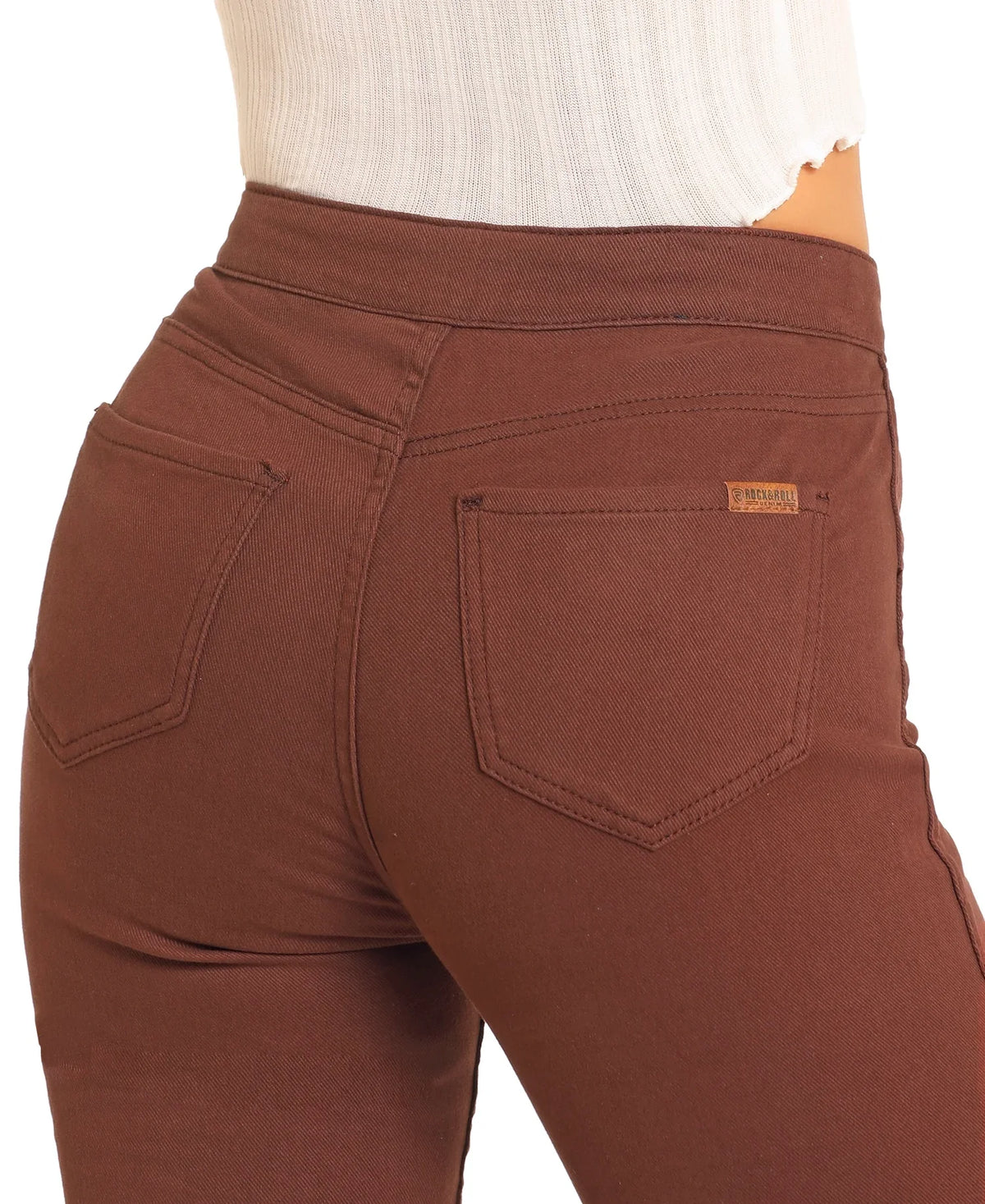 Rock & Roll Women Reversible Aztec Button Flare Pant Brown Jeans BW6PD04745