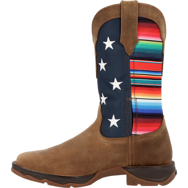 DRD0435 Lady Rebel by Durango® Women's Dusty Brown Serape Flag Western Boot