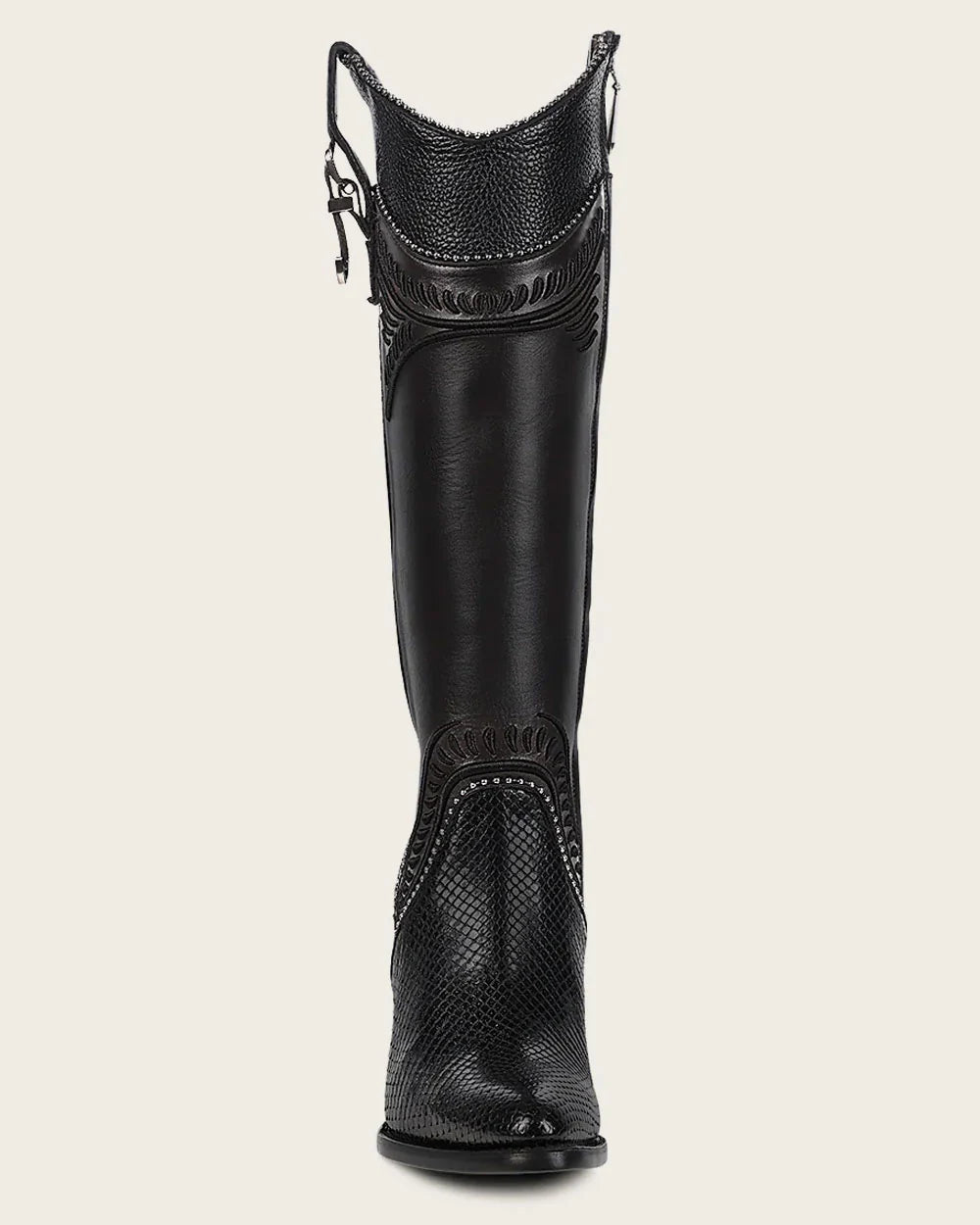 Black Python Knee High Boots for Women CU867