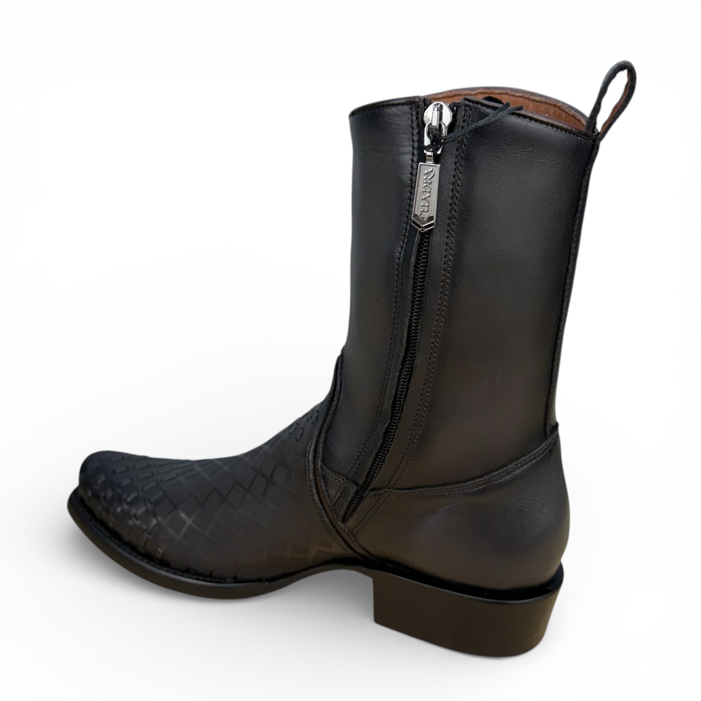 Cuadra Men CU498 – Black Woven Leather Boot