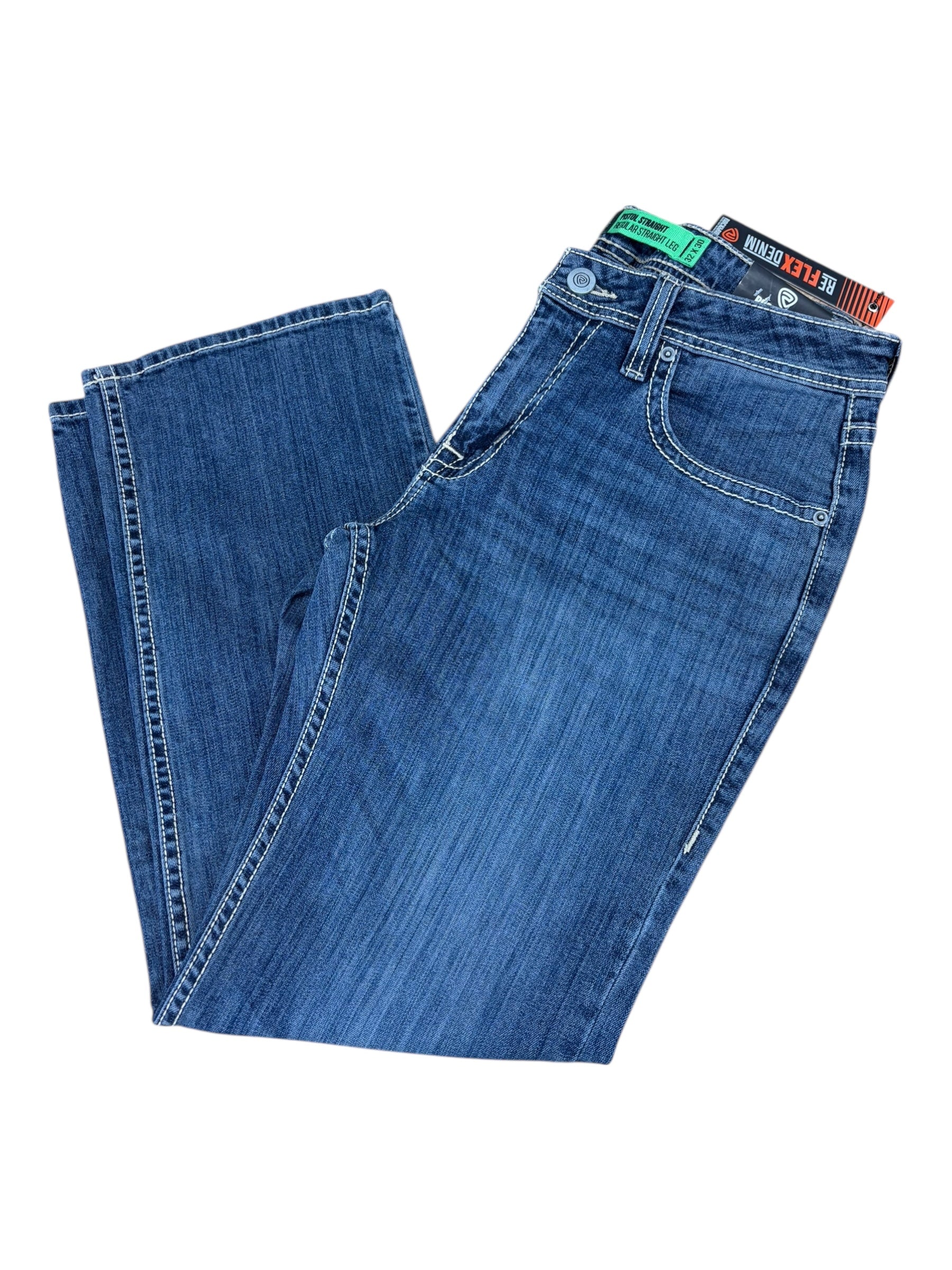 Rock & Roll Denim Men’s Pistol Regular Fit Straight Boot Jeans – Extra Mobility Denim, Medium Vintage 5570