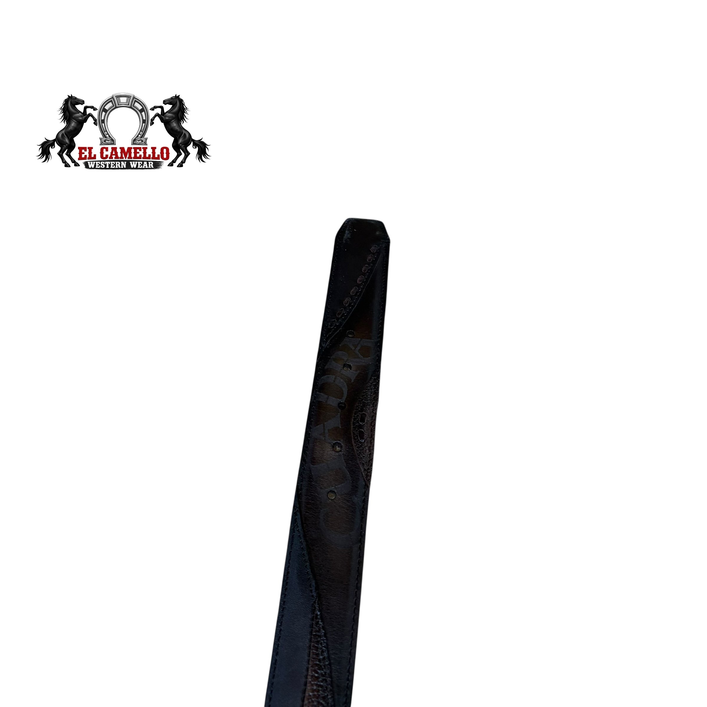 Cuadra Men’s Distressed Brown Leather Belt with Embossed Logo Buckle BC246