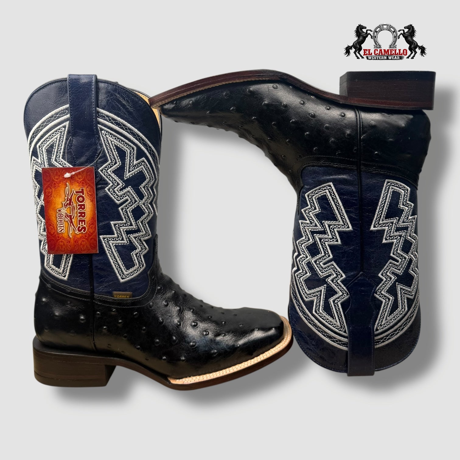 Avestruz Grabado Negro Torres Boots TBRCC125