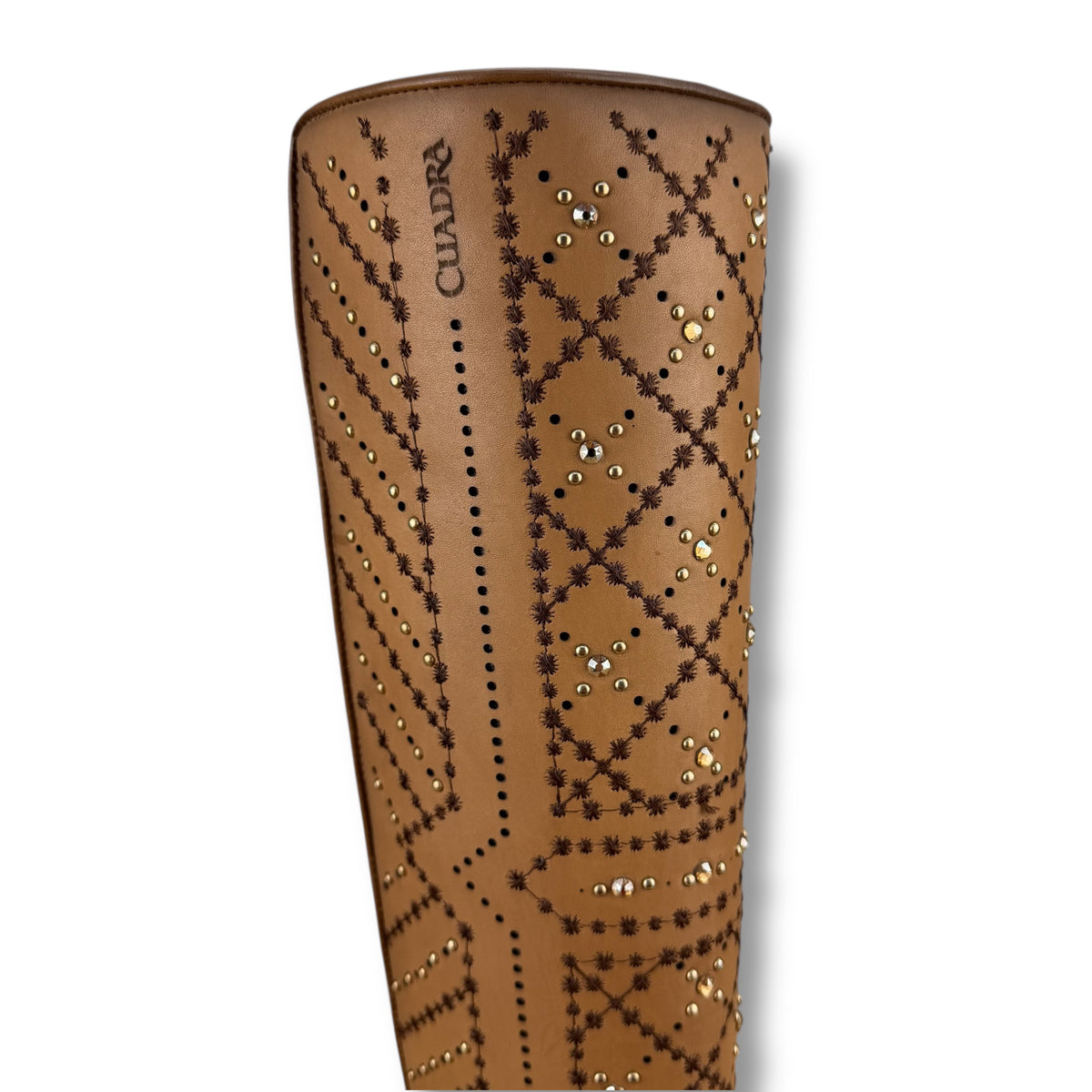Cuadra Women’s Tall Almond Brown Leather Boot with Crystals CC258