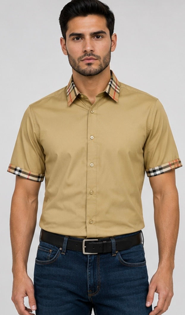 CHSS2130 CHUXX Khaki Plaid Short Sleeve Shirt