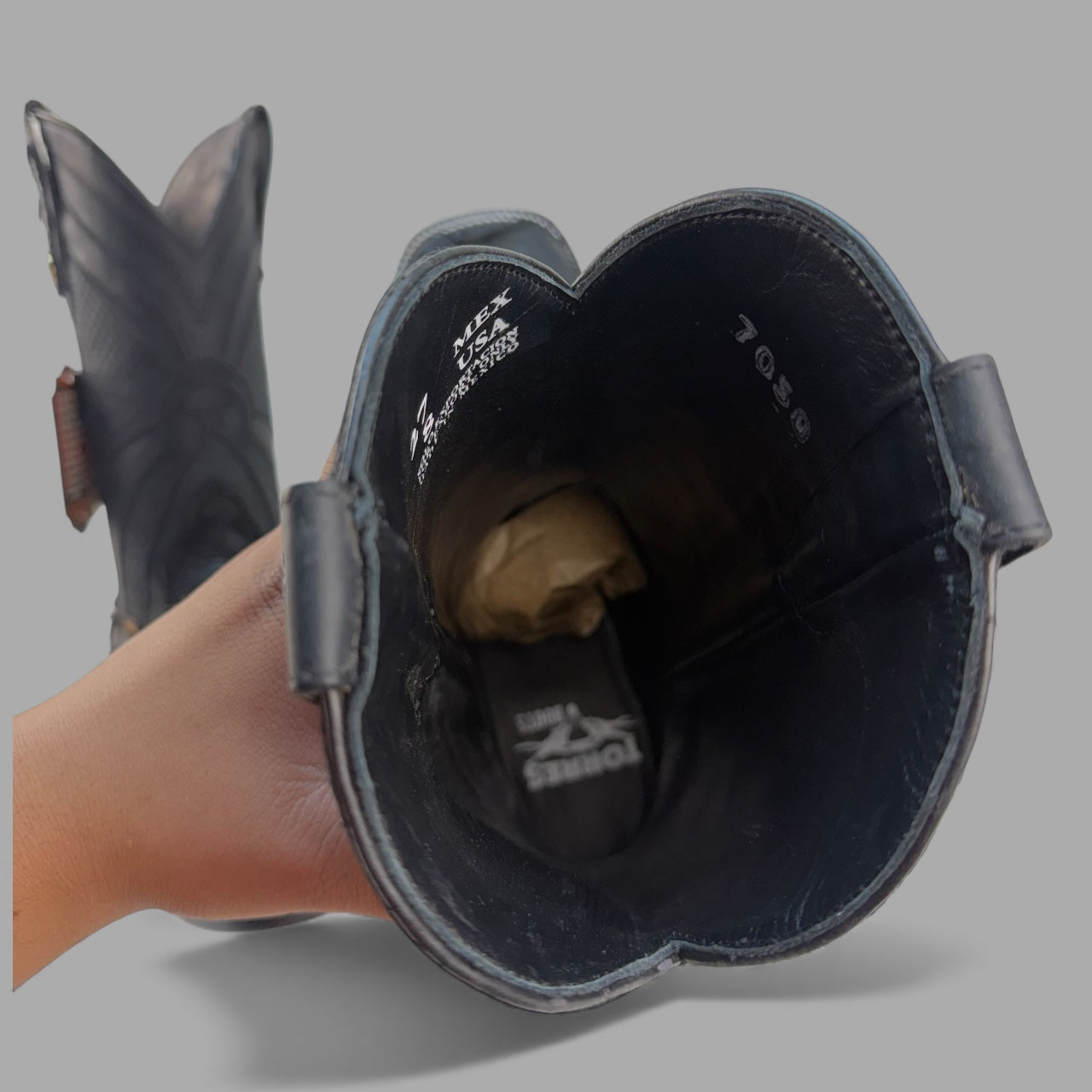 Pirarucu Negro Matte Square Toe Cowboy Boot