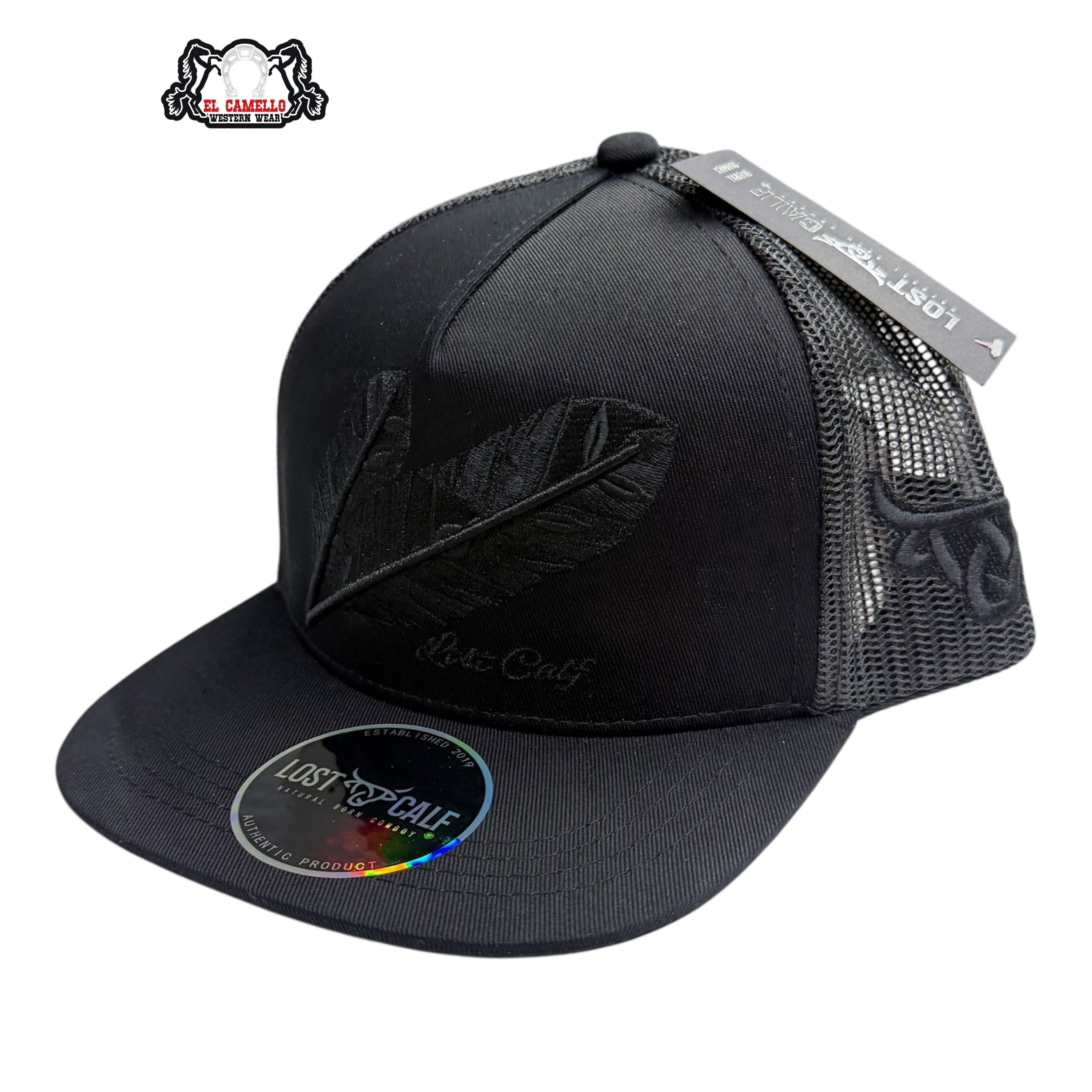Lost Calf Kids Feather Mesh Cap – Black LCK2004
