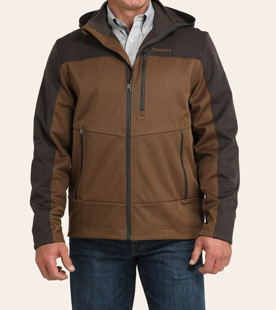 Men’s Cinch Brown Hooded Bonded Softshell Jacket MWJ1593005