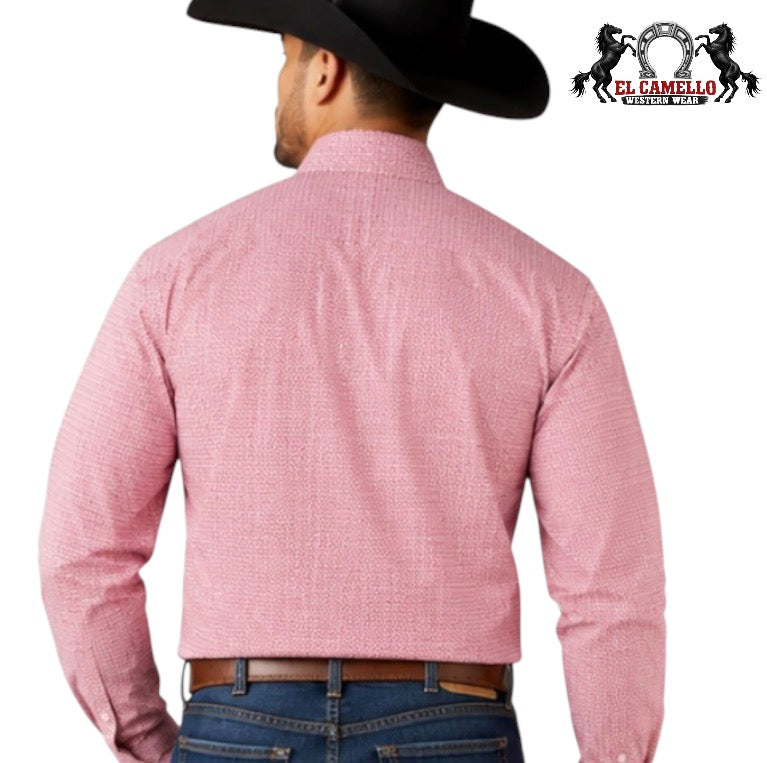 Ariat Men’s Red Geo Print Long Sleeve Button-Down Shirt10079768