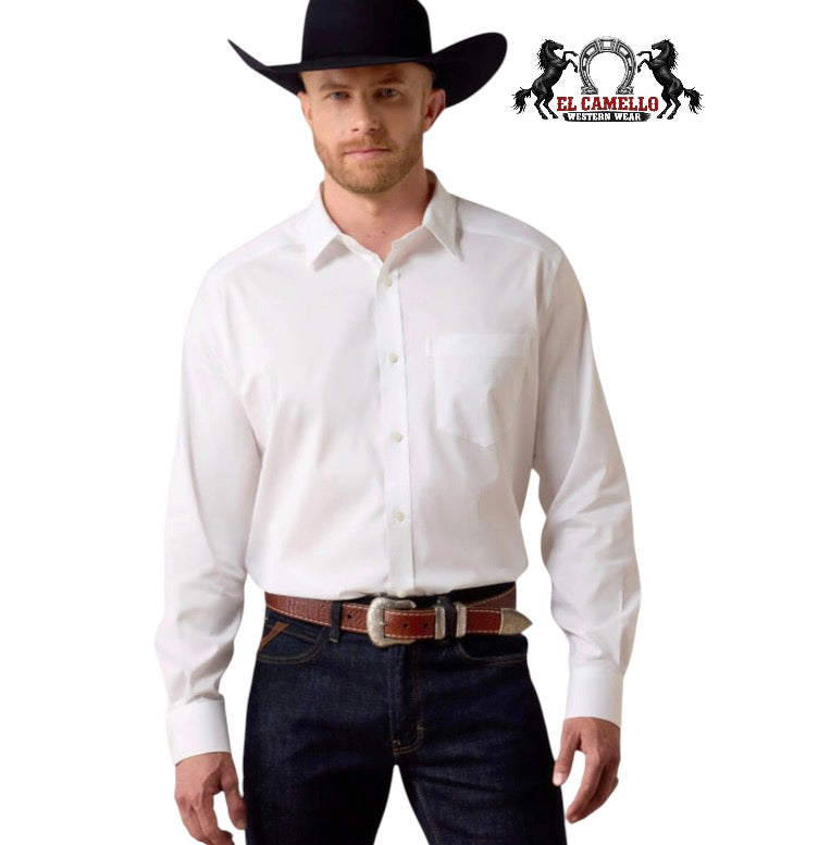 Ariat Men’s White Classic Fit Long Sleeve Button-Down Shirt 10080910