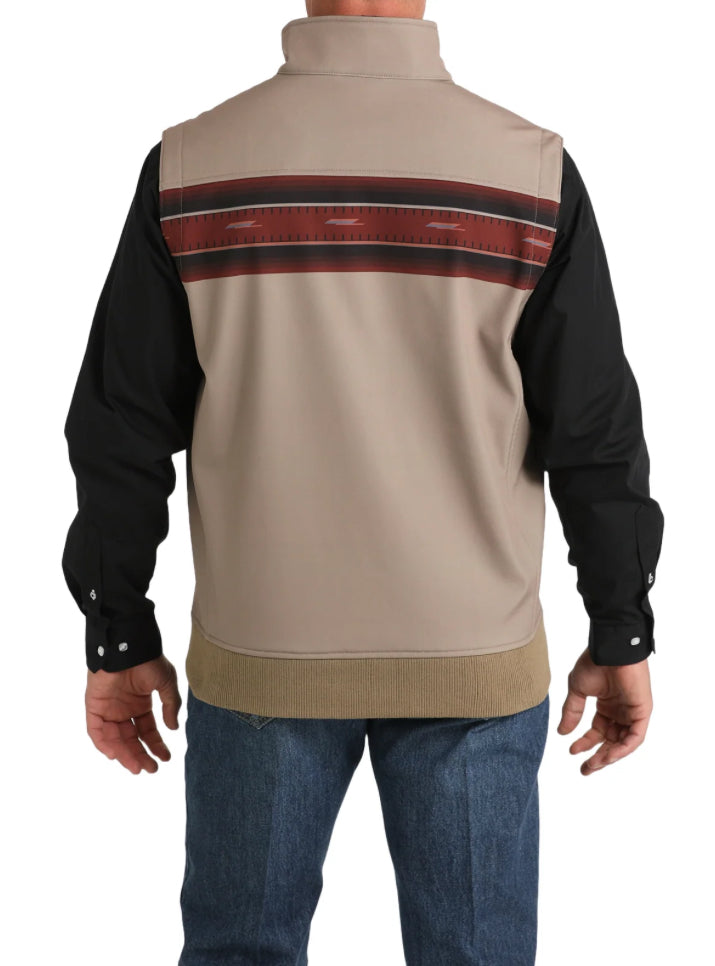 Cinch Men’s Reversible Softshell Vest – Tan with Southwestern Stripe