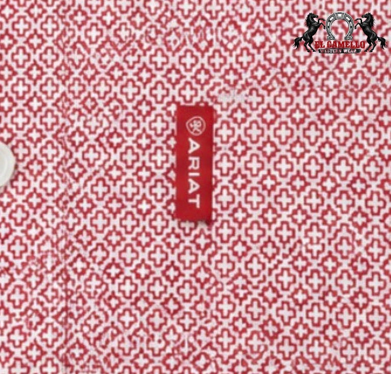 Ariat Men’s Red Geo Print Long Sleeve Button-Down Shirt10079768