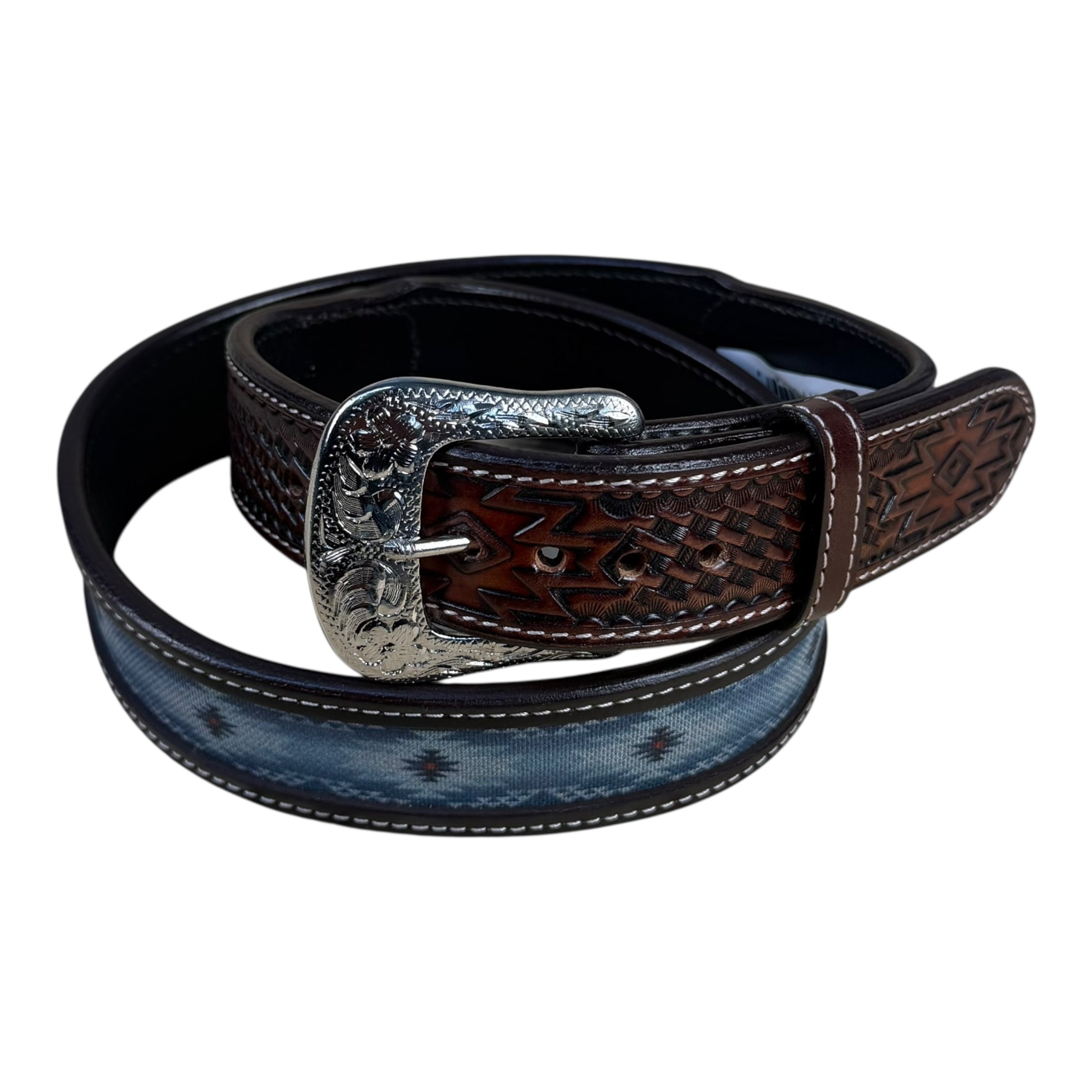 Circle S H Tooled Leather Western Belt