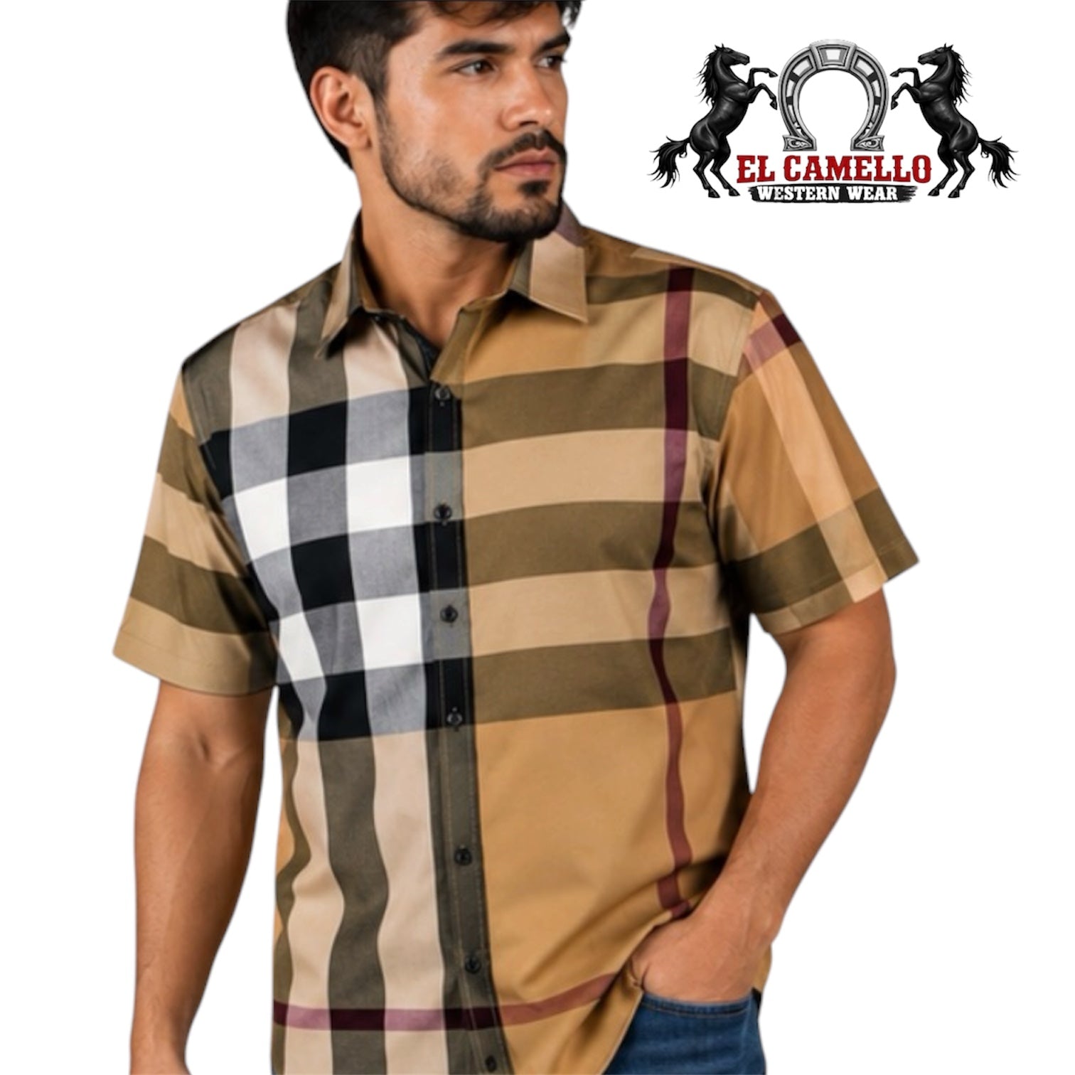 Baldelli Camel Heritage Plaid Short Sleeve Shirt CHS-201