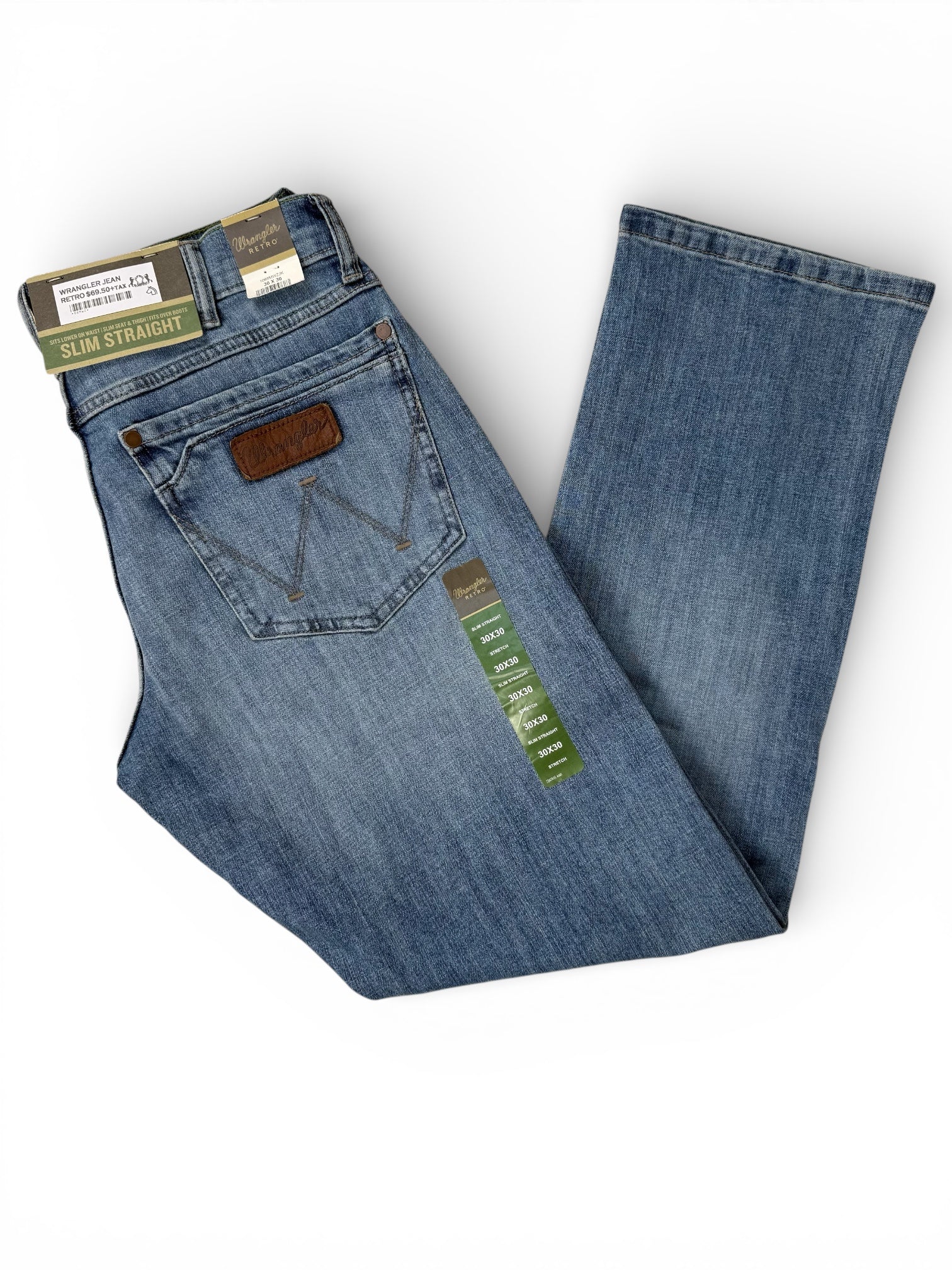 Wrangler Retro® Slim Straight Men’s Jeans – Medium Wash (Stretch) 10BMZJK