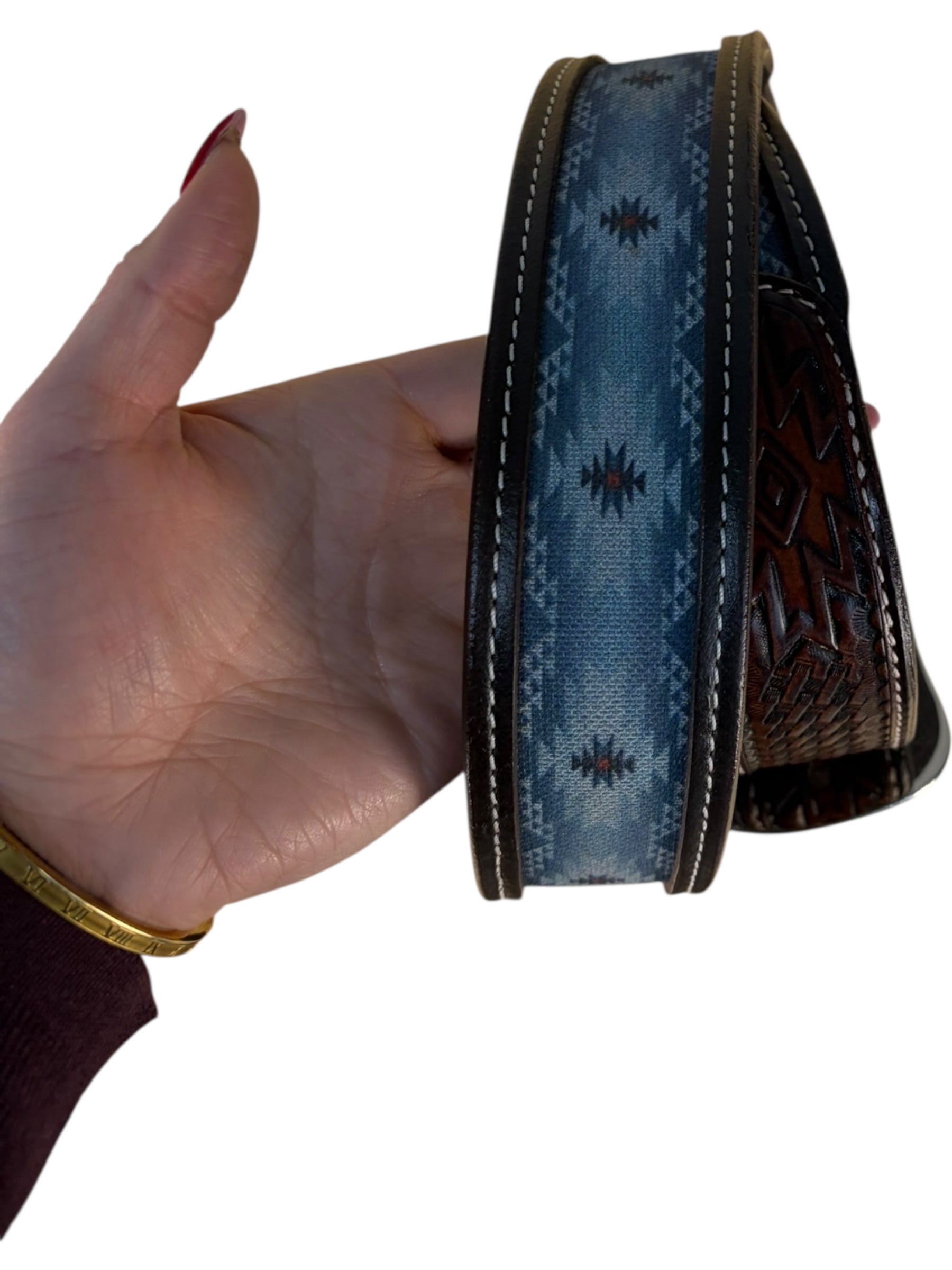 Circle S H Tooled Leather Western Belt