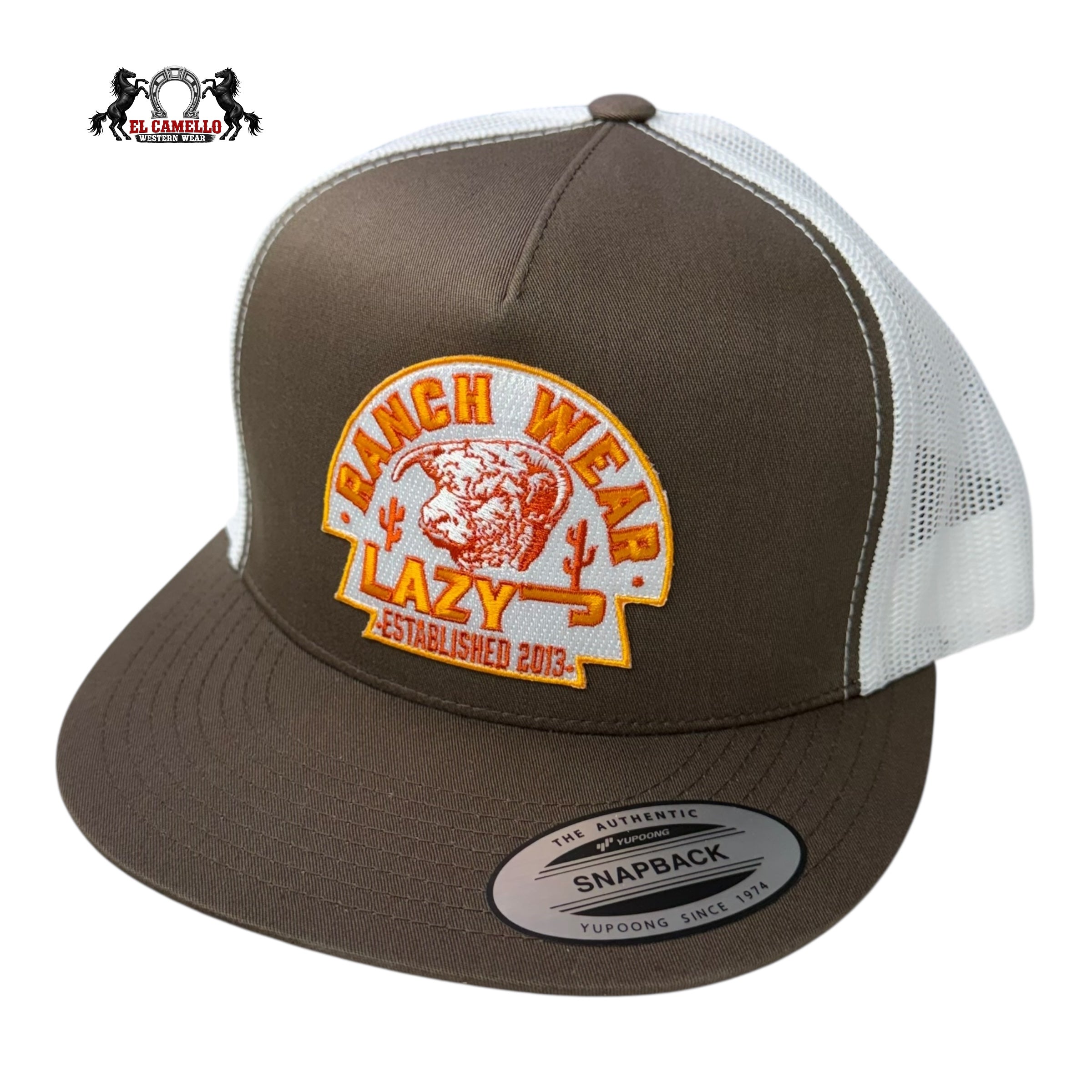 Lazy J Ranch Wear “Ranch Wear” Brown & White Snapback