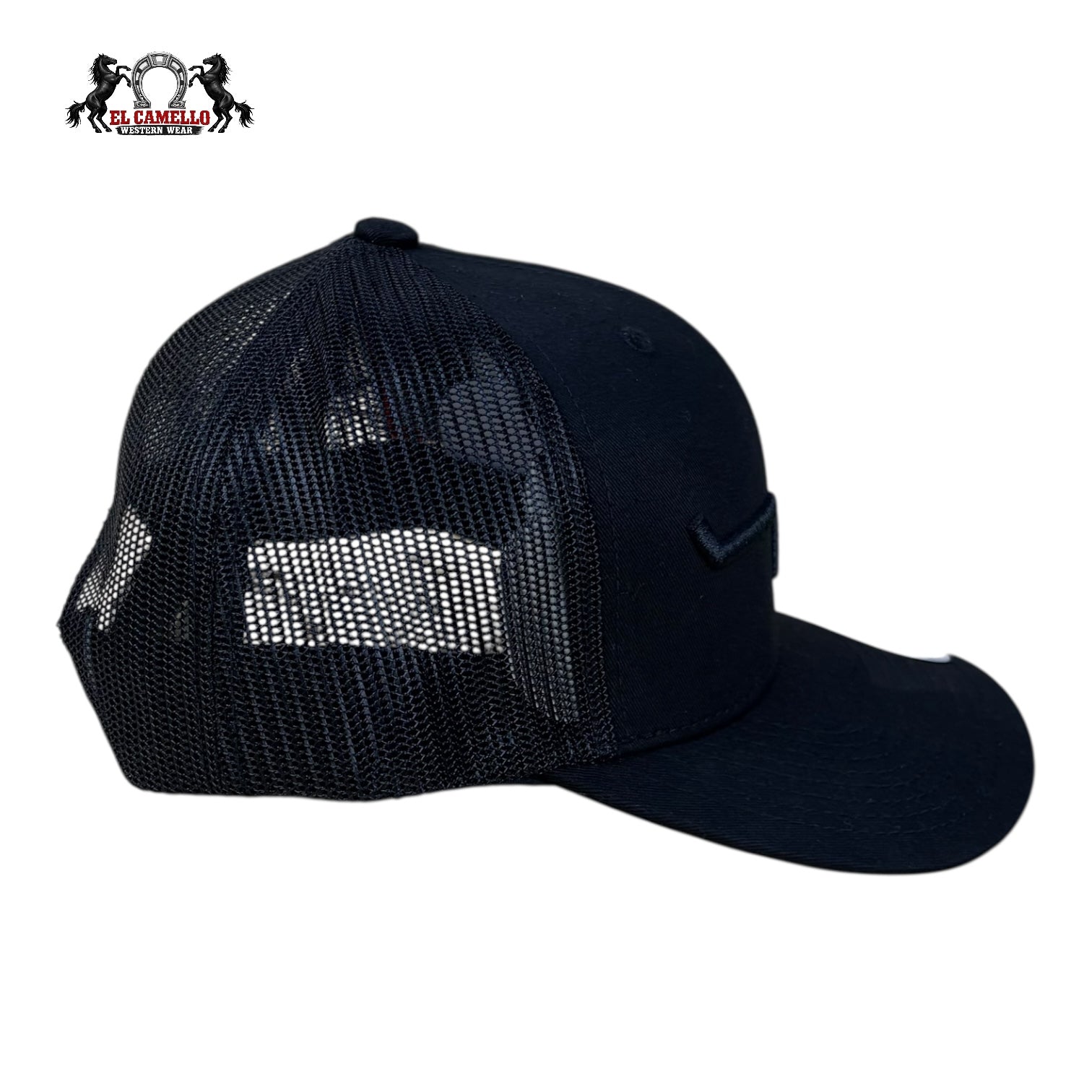 Kimes Ranch All-Black Trucker Hat with Tonal Horns Logo – Snapback Cap