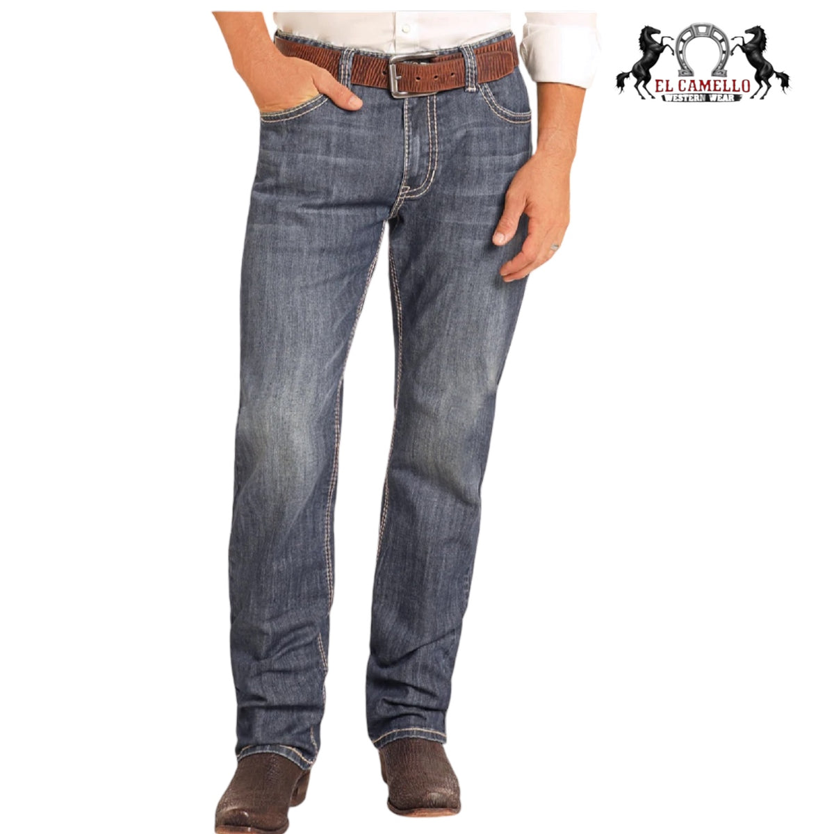 BM1PD04822 | ROCK&ROLL MEN'S TWO-TONE ROPE PISTOL STRAIGHT JEANS