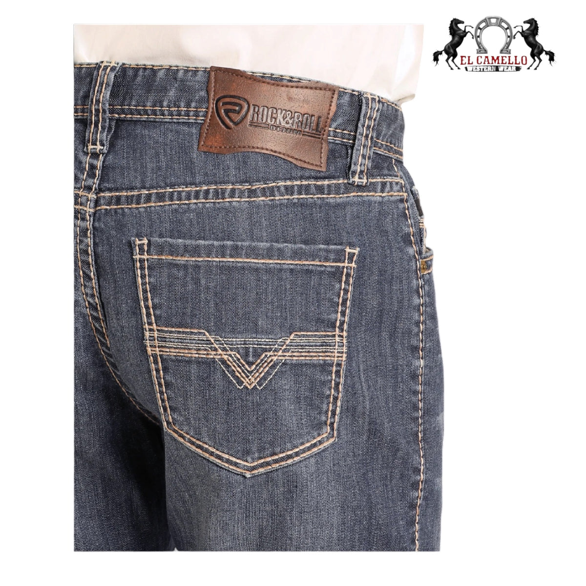 BM1PD04822 | ROCK&ROLL MEN'S TWO-TONE ROPE PISTOL STRAIGHT JEANS