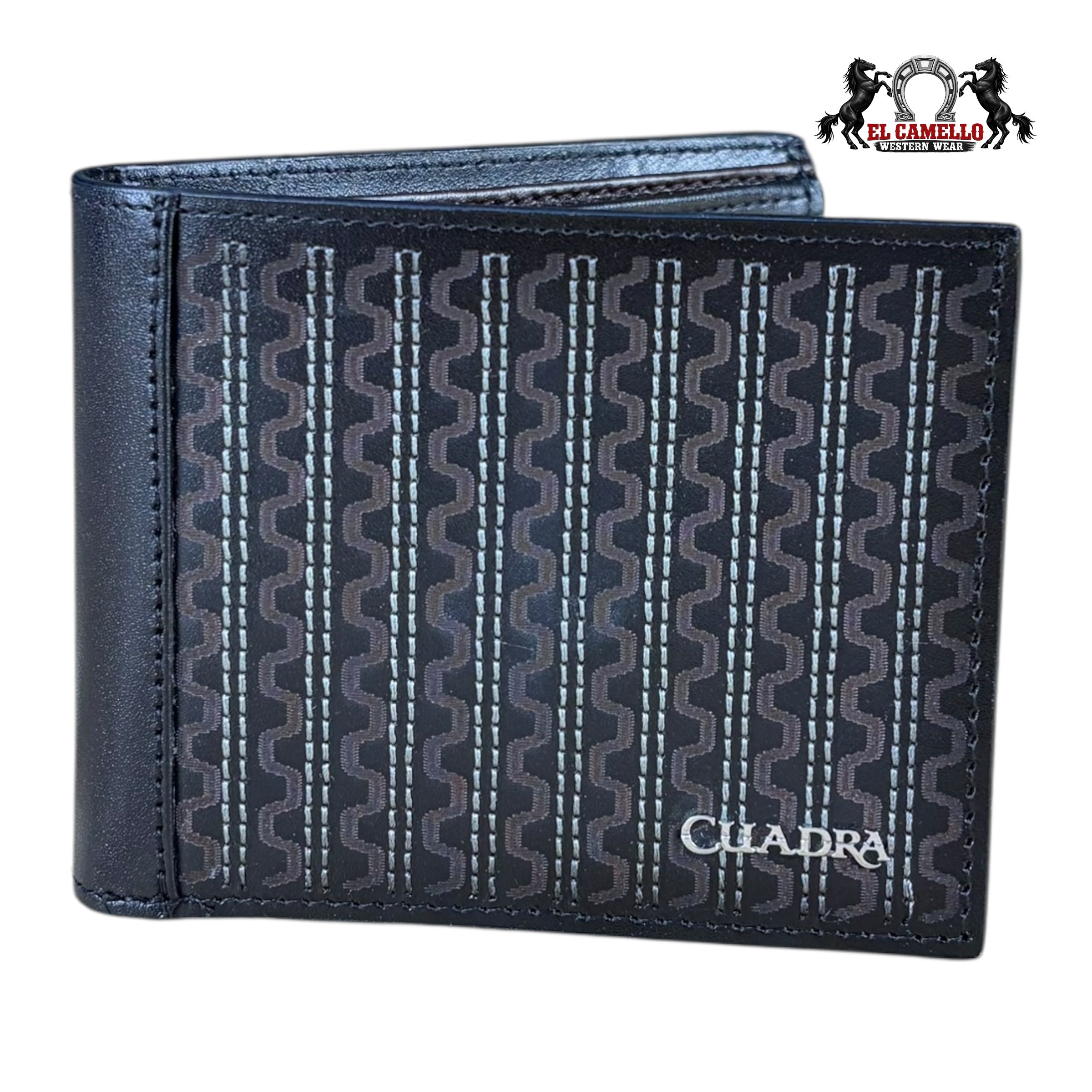 Cuadra Men’s Black Leather Bifold Wallet DU710 with Money Clip & Removable Card Holder