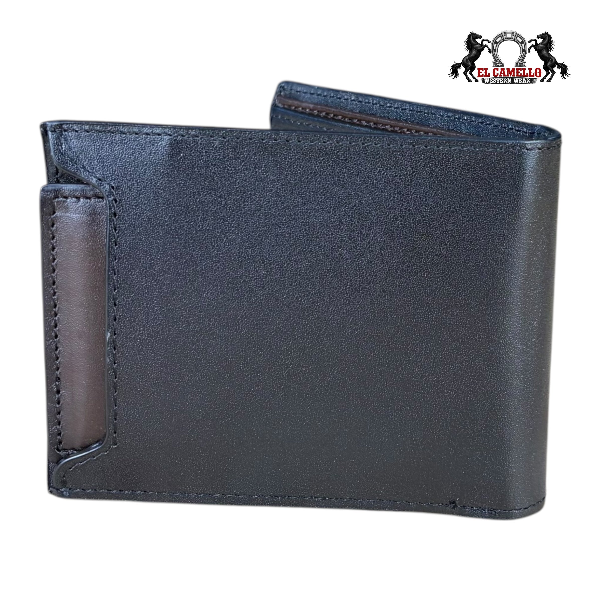 Cuadra Men’s Black Leather Bifold Wallet DU710 with Money Clip & Removable Card Holder