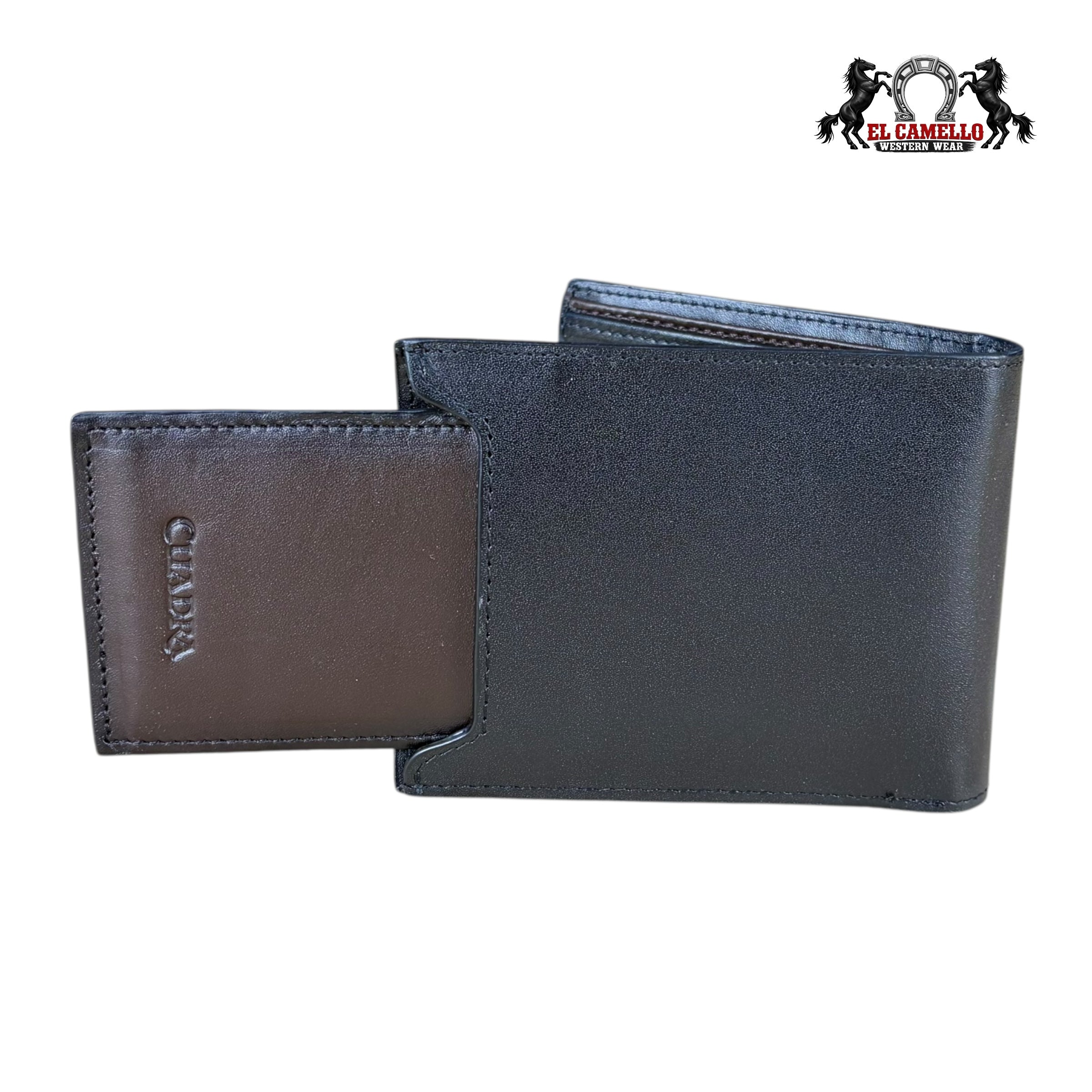 Cuadra Men’s Black Leather Bifold Wallet DU710 with Money Clip & Removable Card Holder