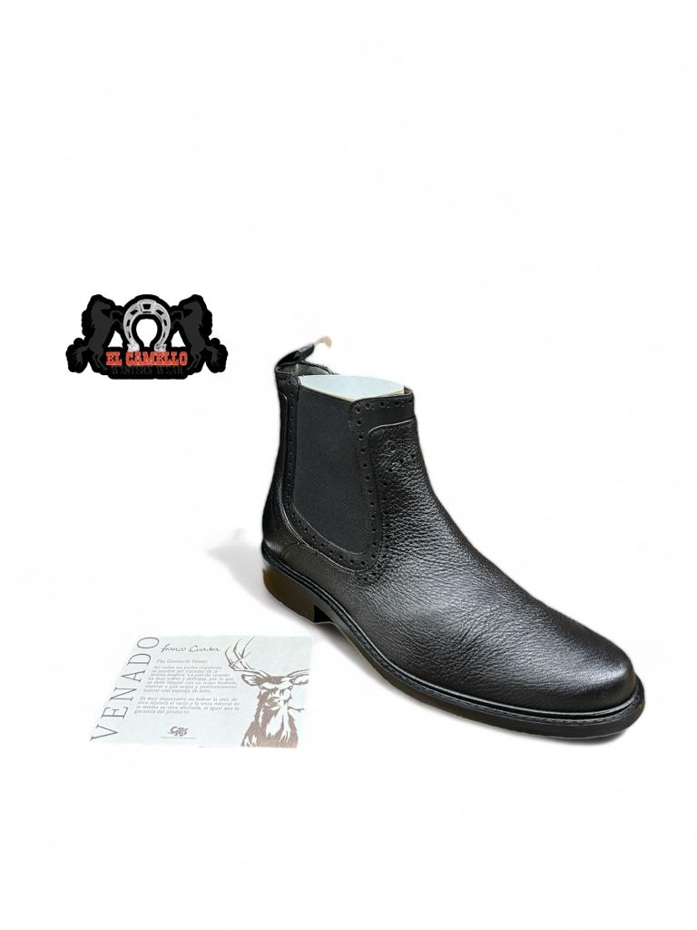 Franco Cuadra Black Deer / Calf Ankle Boot FC441