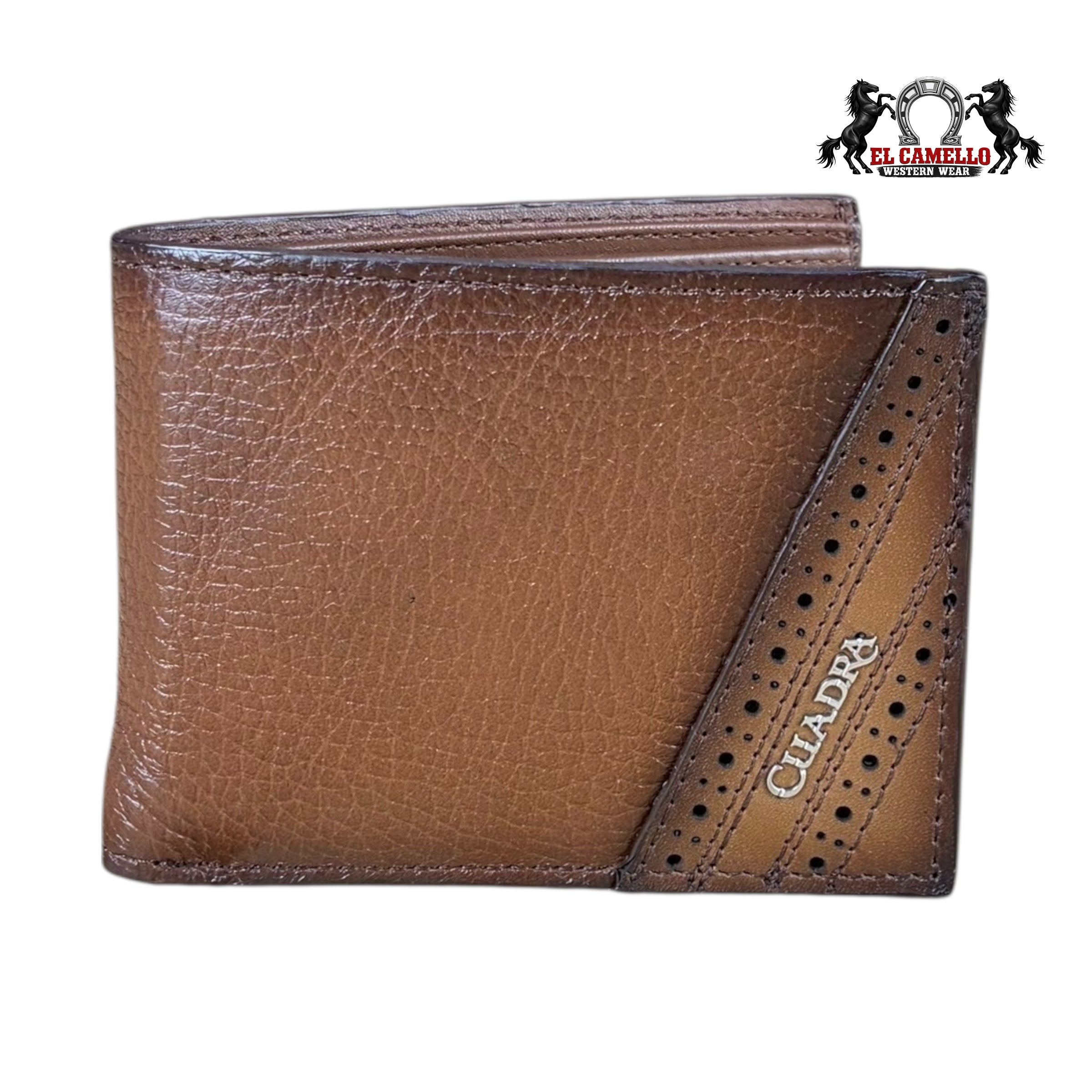 Cuadra Men’s Brown Leather Bifold Wallet DU715 with Perforated Detail