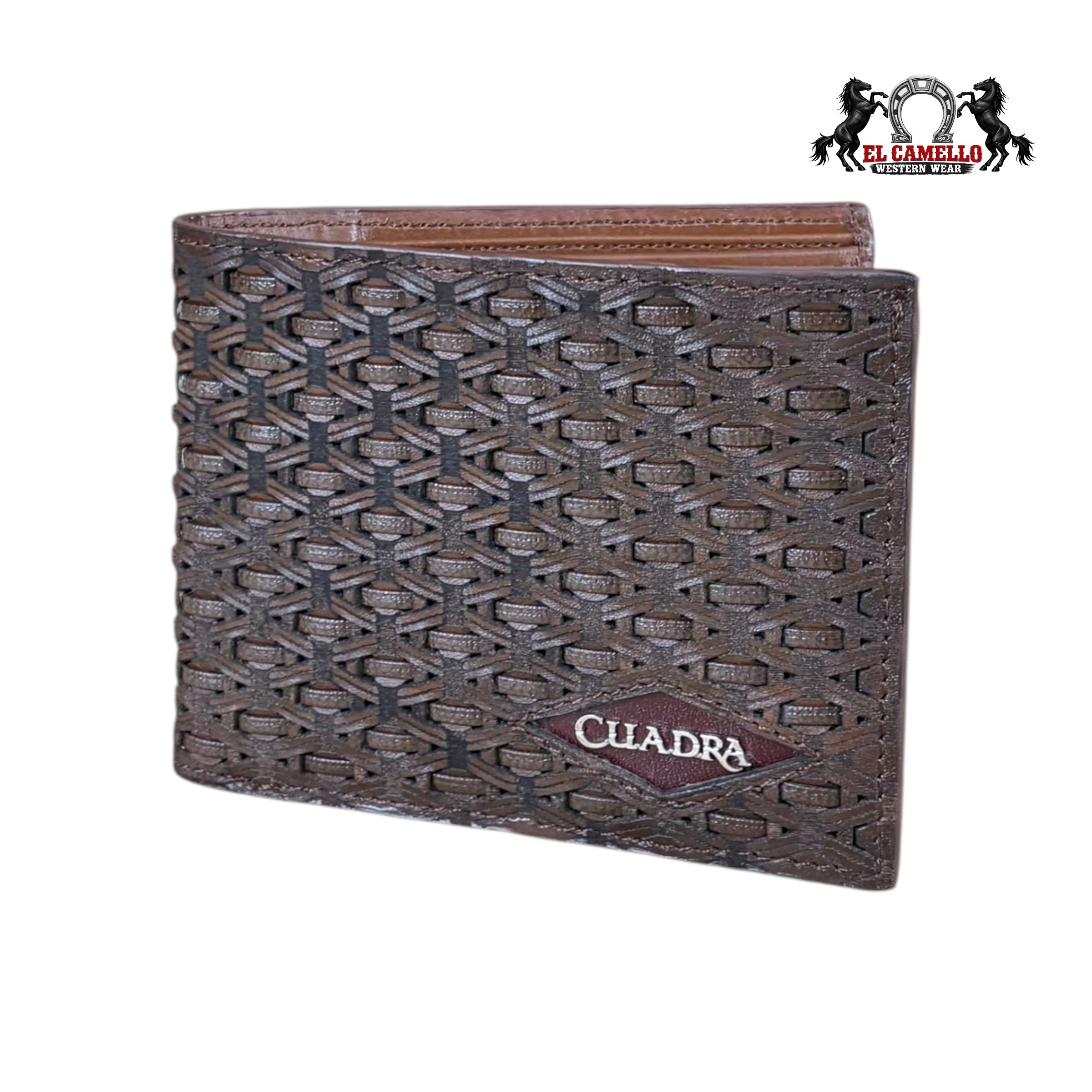 Cuadra Men’s Brown Leather Bifold Wallet DU709 with Woven Detail