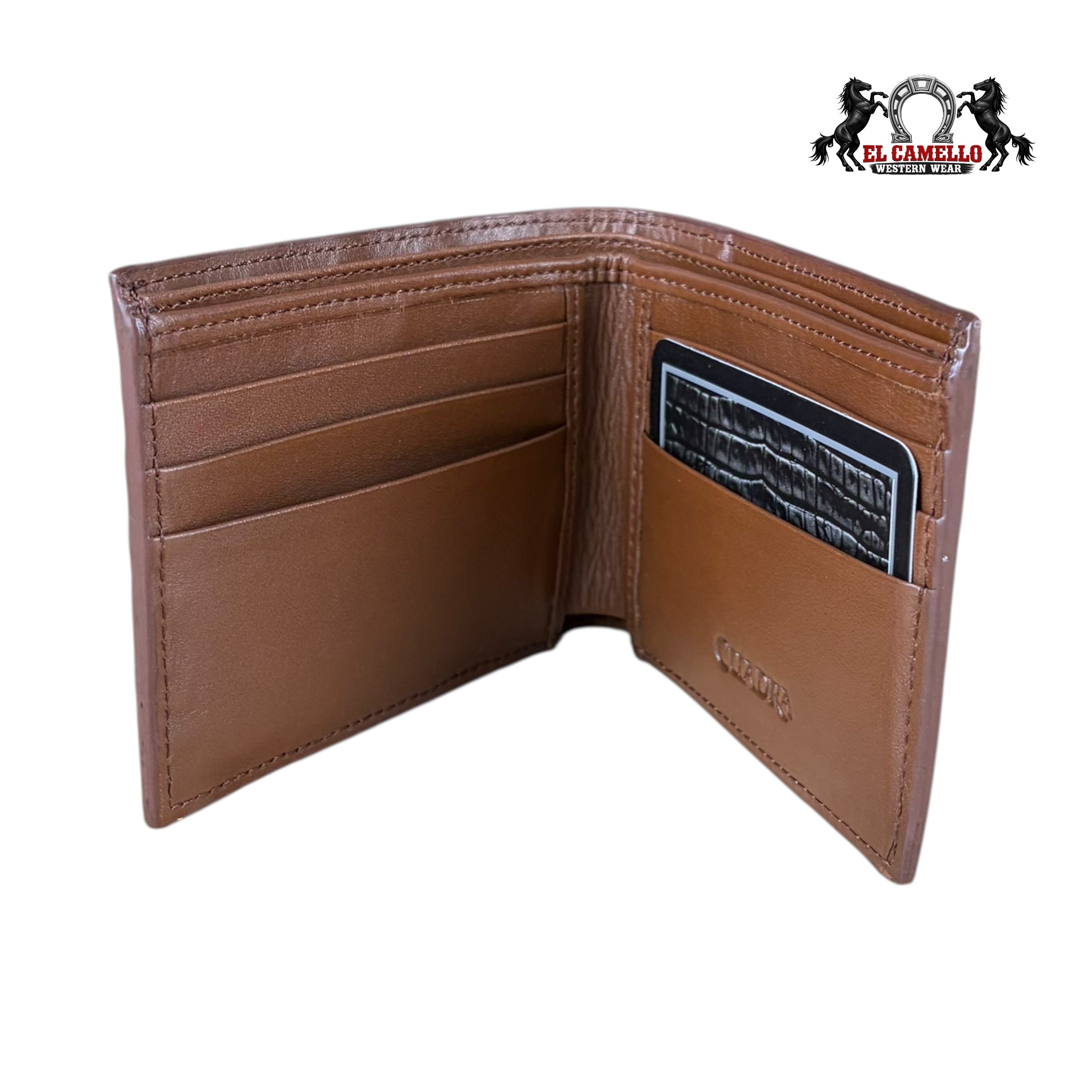 Cuadra Men’s Brown Leather Bifold Wallet DU709 with Woven Detail