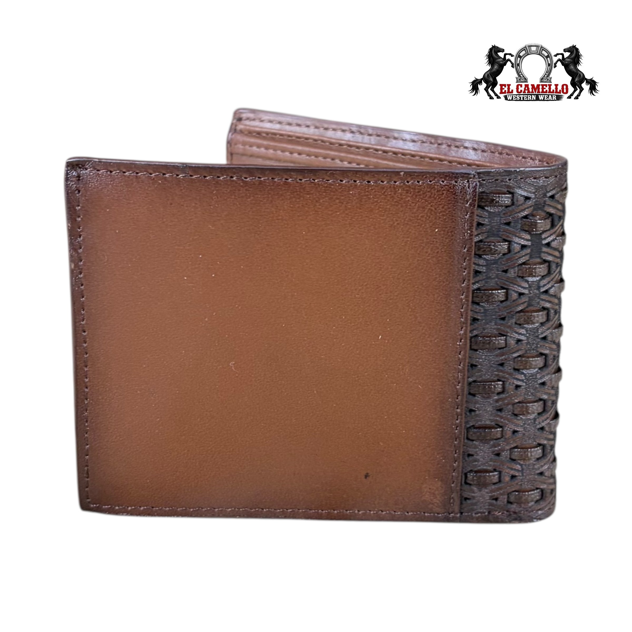 Cuadra Men’s Brown Leather Bifold Wallet DU709 with Woven Detail