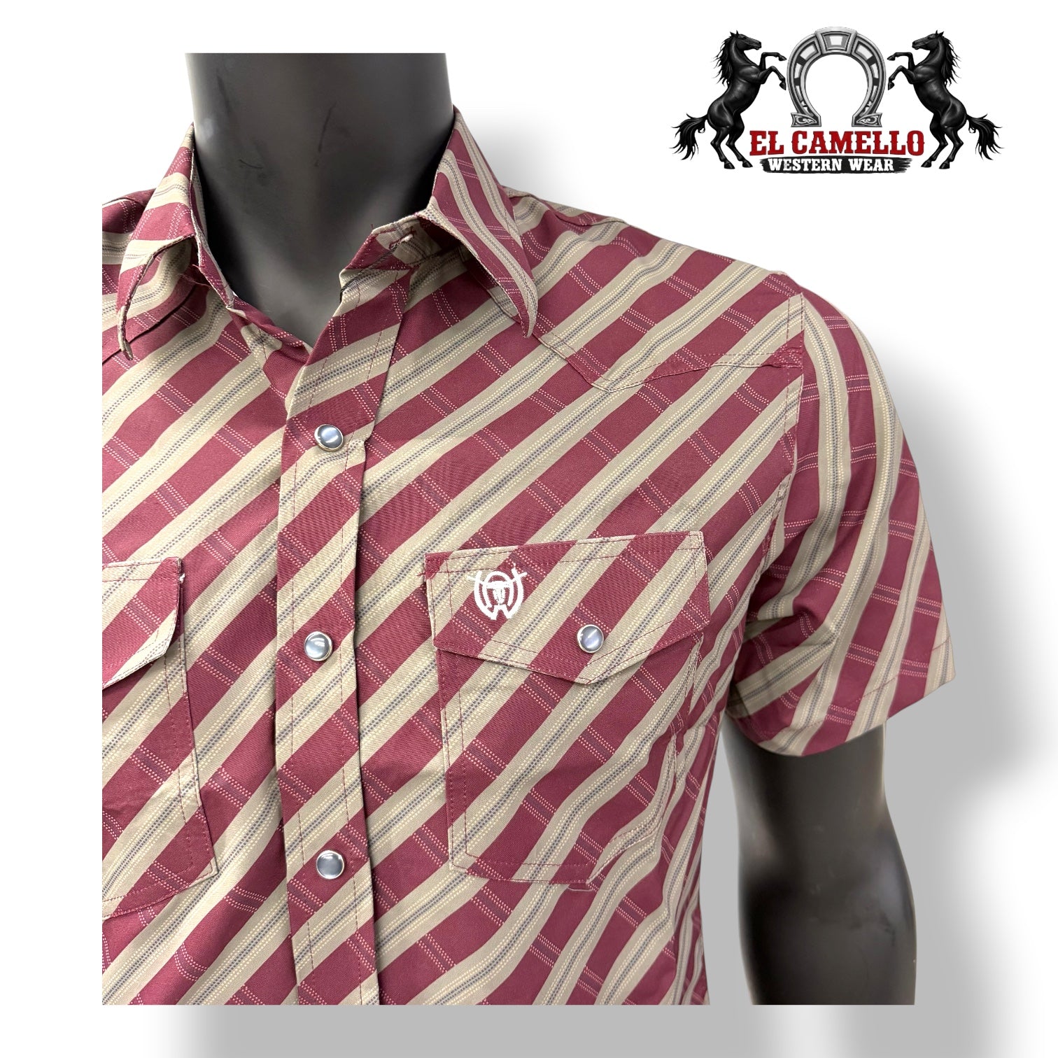 American West Burgundy & Grey Stripe Snap Shirt
551H