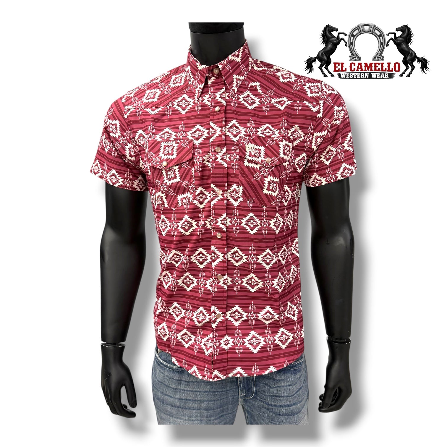 American West Burgundy Aztec Snap Shirt 529H