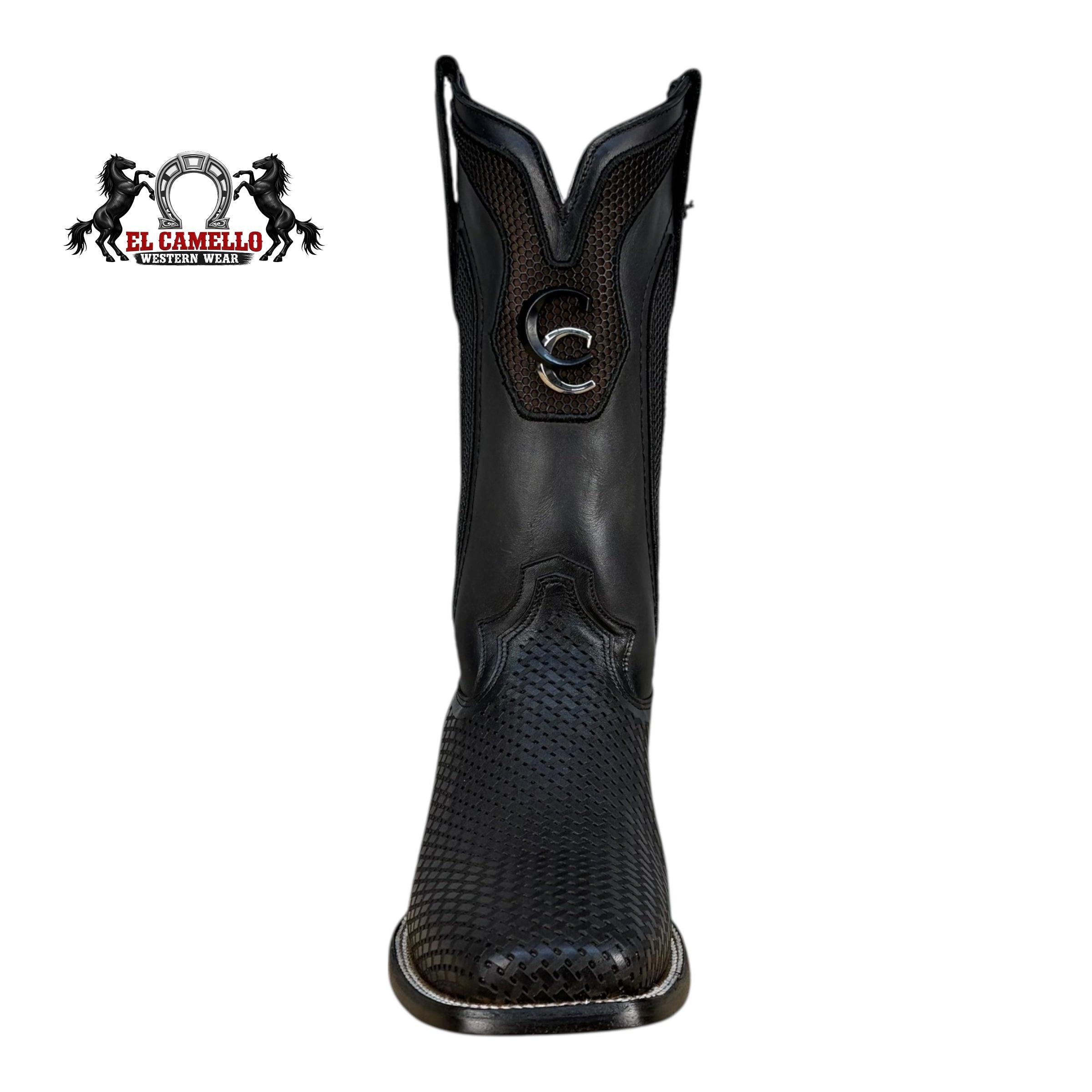 Cuadra Men’s Black Perforated Leather Western Boots CU985 – Square Toe, Hybrid Sole