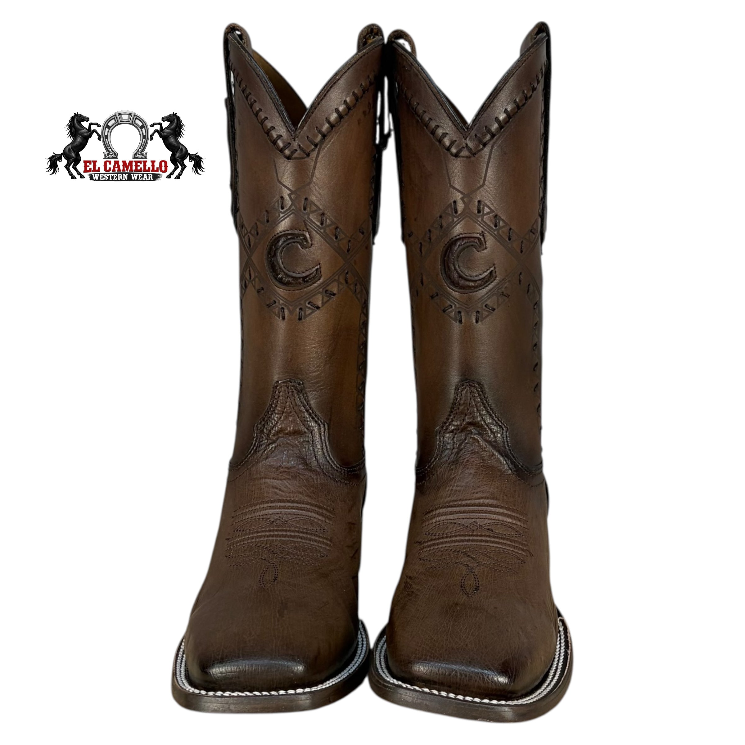 Cuadra Men’s Brown Leather Western Boots CU426 – Square Toe, Embroidered Shaft, Hybrid Sole