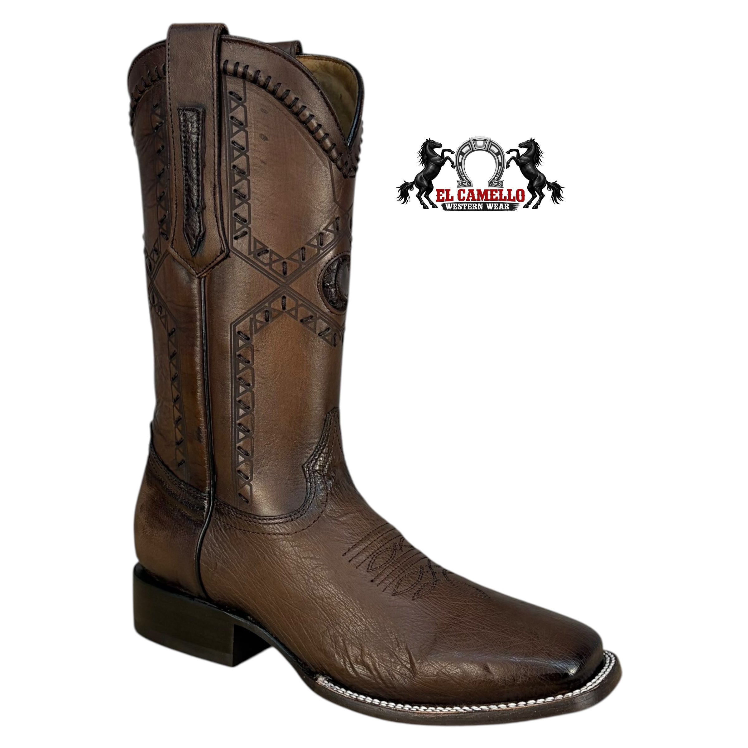 Cuadra Men’s Brown Leather Western Boots CU426 – Square Toe, Embroidered Shaft, Hybrid Sole