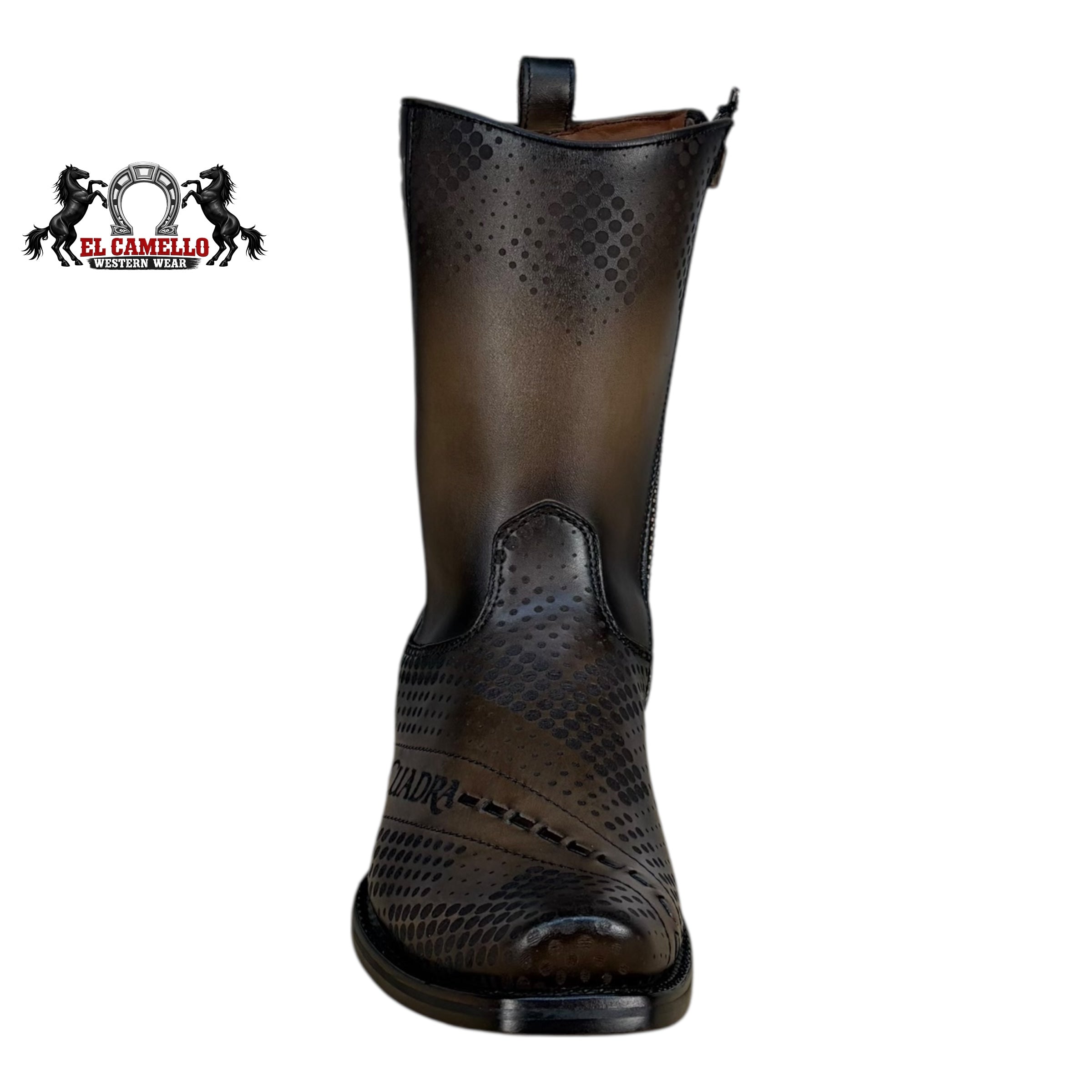 Cuadra Men’s Brown Laser-Perforated Leather Western Boots CU737 – Square Toe, Side Zip, Hybrid Sole