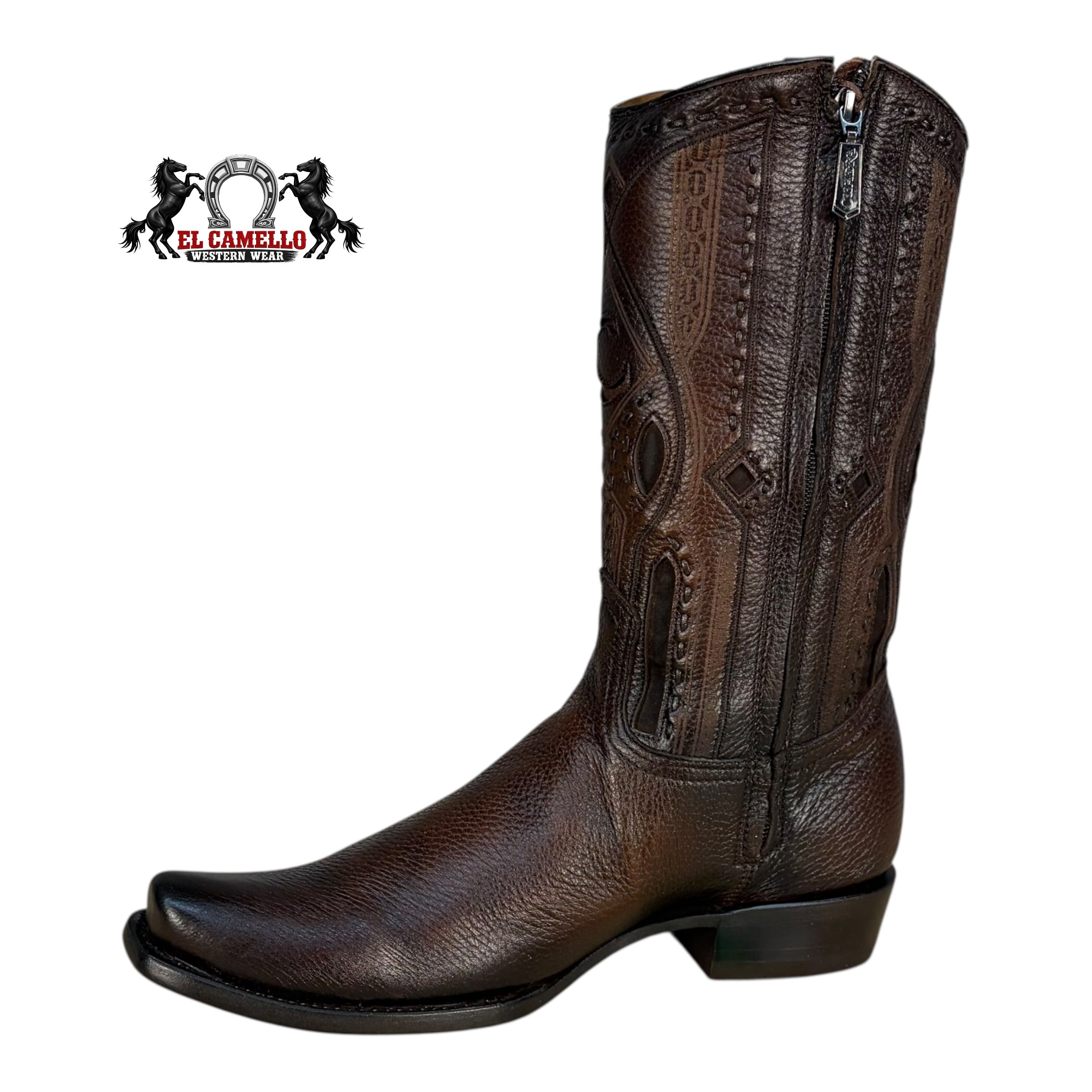 Cuadra Men’s Brown Leather Western Boots CU251 – Square Toe, Classic Embroidery, Hybrid Sole